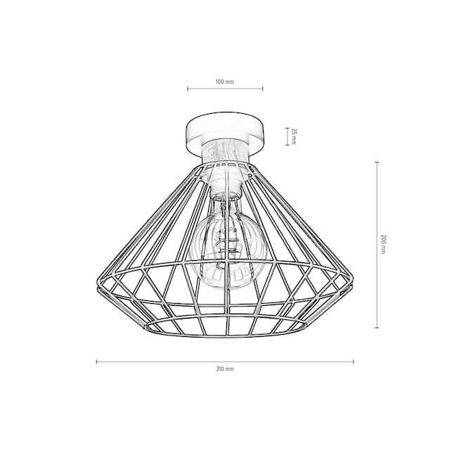 SPOT Light Deckenleuchte »GUNNAR«, 1 flammig-flammig, Moderne Käfig-Optik,  aus Metall und Eichenholz | BAUR