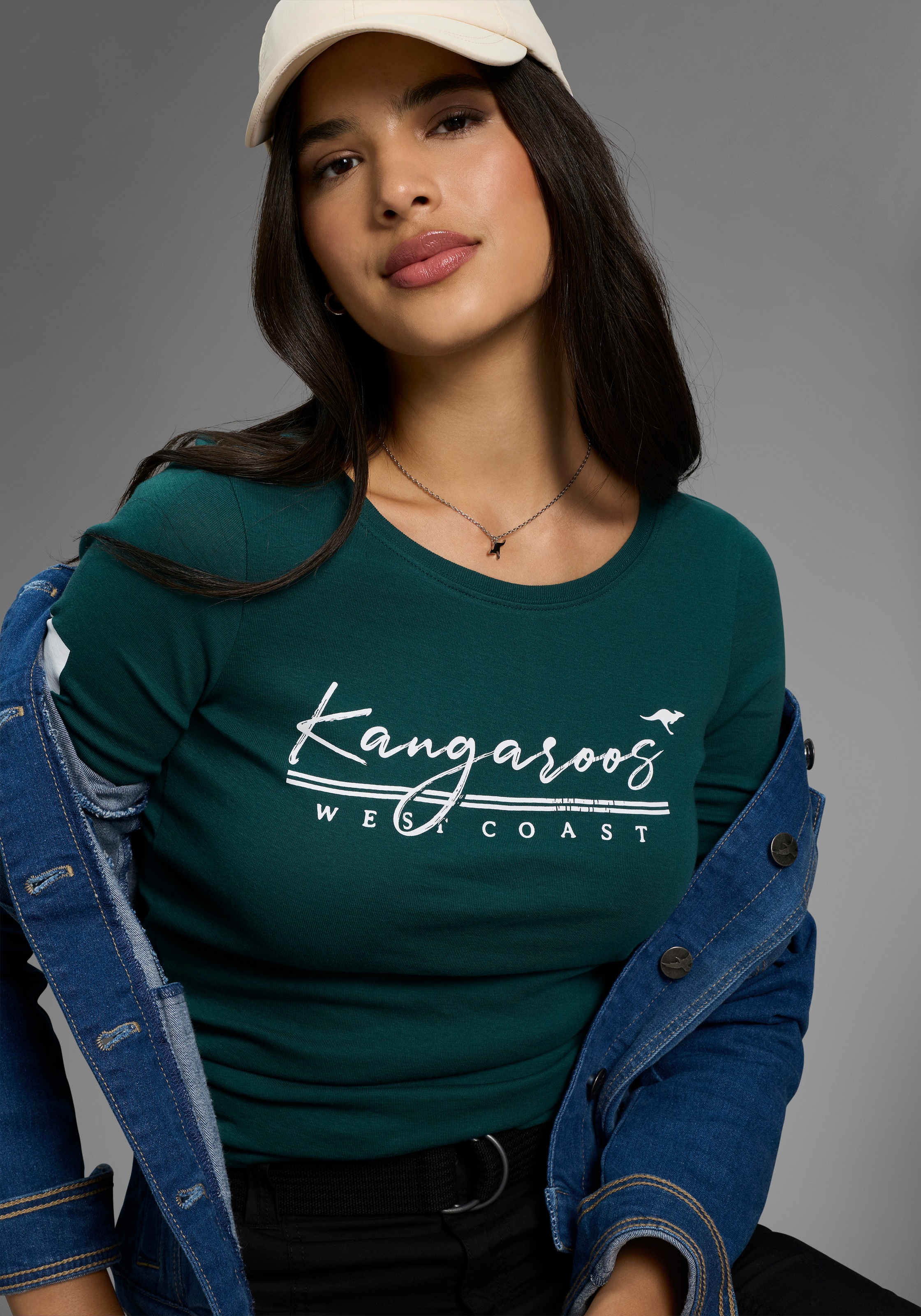 KangaROOS Langarmshirt Langarm, sehr figurbetonte Passform, aus Baumwolle günstig online kaufen