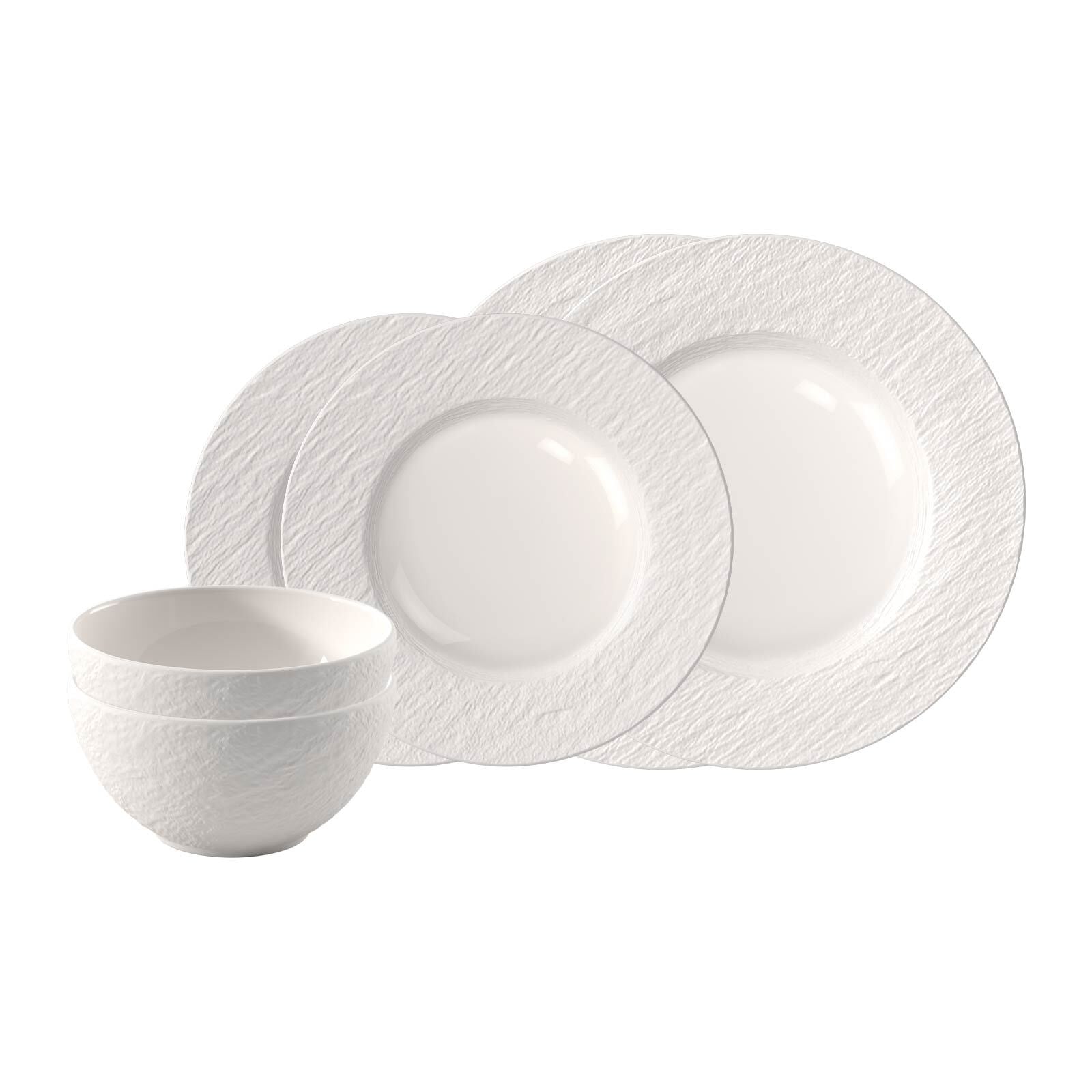 Villeroy & Boch Geschirr-Set "Basic-Set Manufacture Ice 6er Set weiß" Spülmaschinengeeignet, Mikrowellenfest