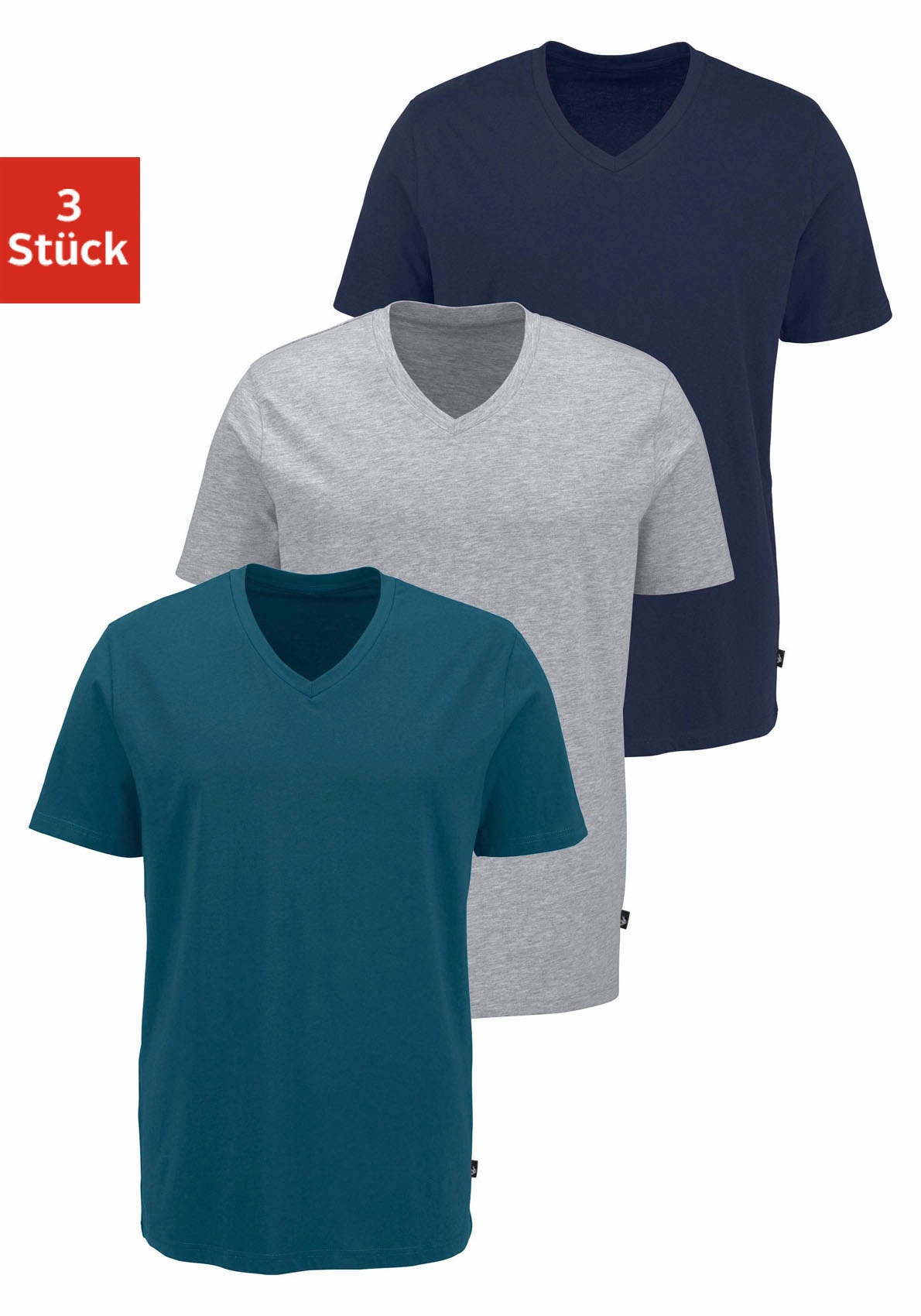 Bruno Banani T-Shirt, (3 tlg., 3er-Pack), mit V-Ausschnitt, perfekte  Passform, aus elastischer Baumwolle ▷ kaufen | BAUR