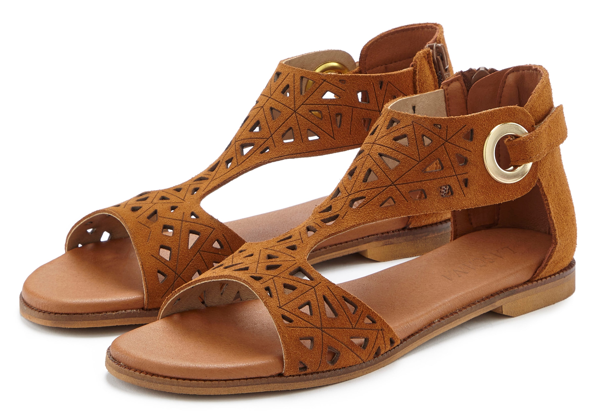 LASCANA Sandale, Sandalette, Sommerschuh aus hochwertigem Leder mit Cut-Outs