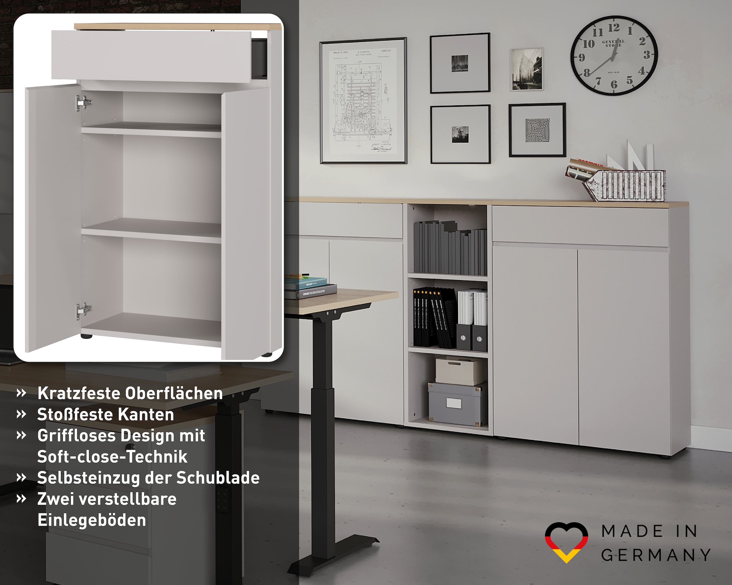 GERMANIA Aktenschrank »Lissabon« 1 Stk. tlg. 80 x 120 x 40 cm, verstellbare Böden, Soft Close, Made in Germany