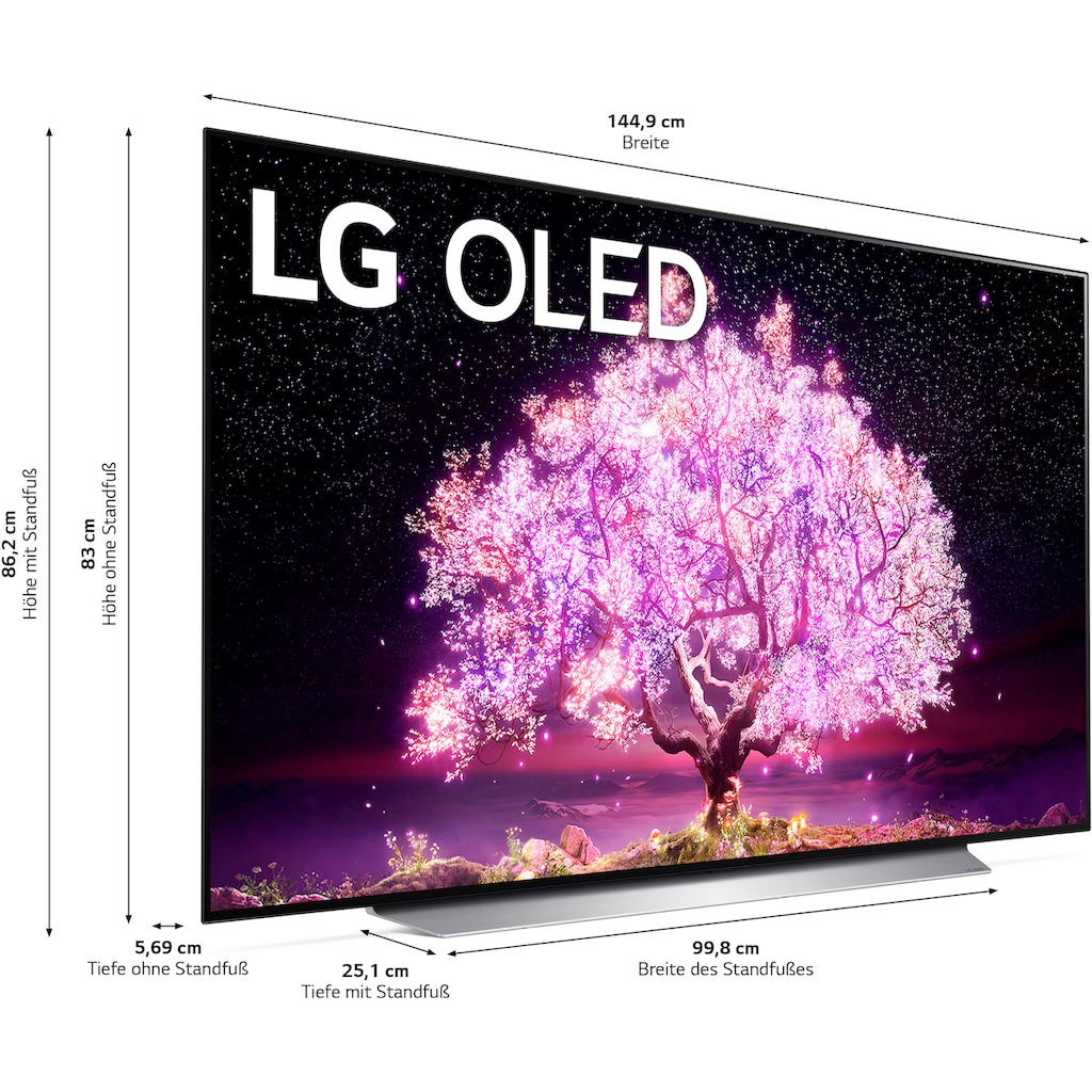 LG OLED-Fernseher »OLED65C17LB«, 164 cm/65 Zoll, 4K Ultra HD, Smart-TV, (bis zu 120Hz)-α9 Gen4 4K AI-Prozessor-Twin Triple Tuner-Sprachassistenten-HDMI 2.1