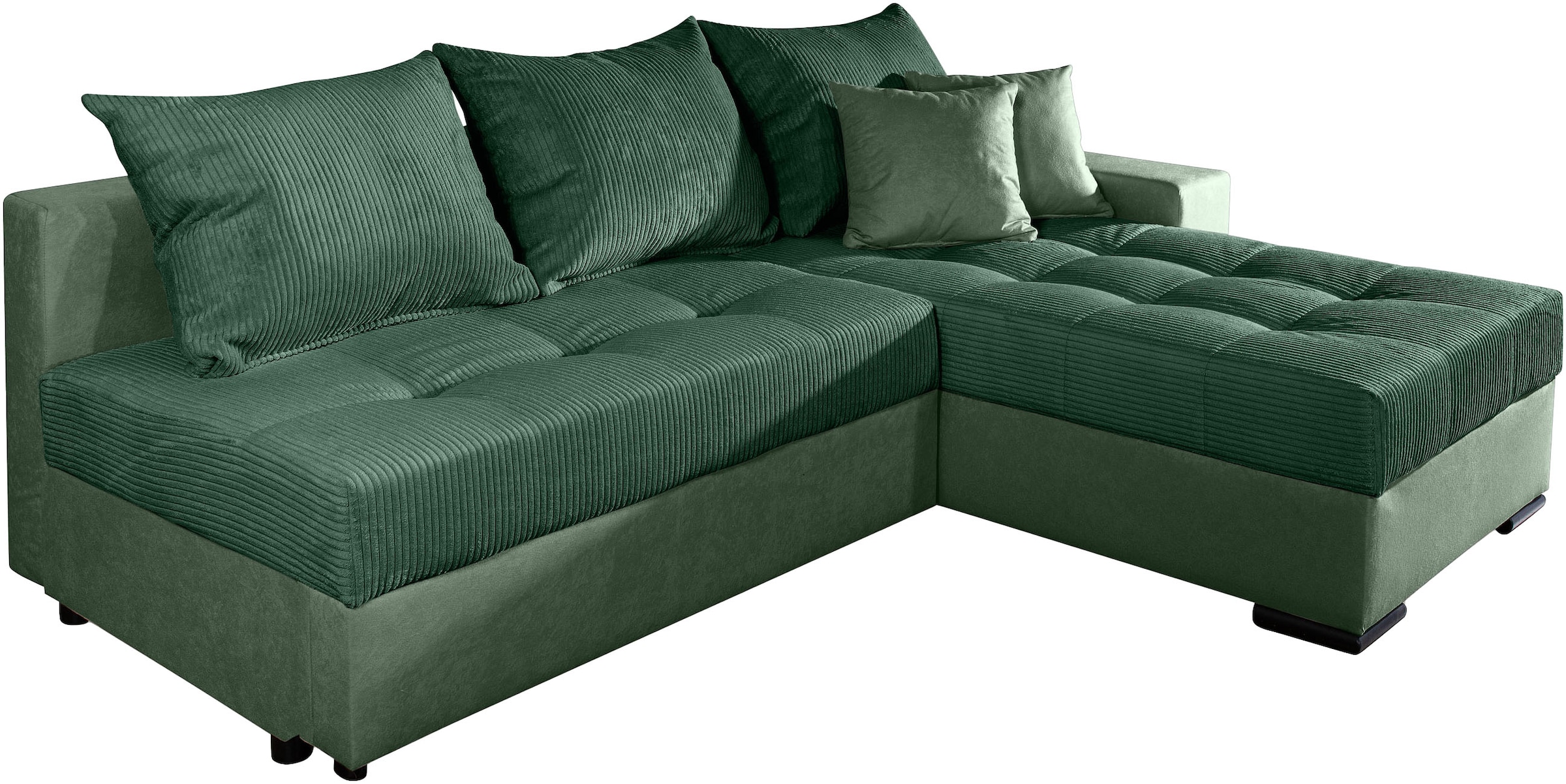 COLLECTION AB Ecksofa »Josy L-Form, B: 214 cm in Cord, Cord-Mix« Bettfunktion, Bettkasten & 2 Zierkissen, Federkern
