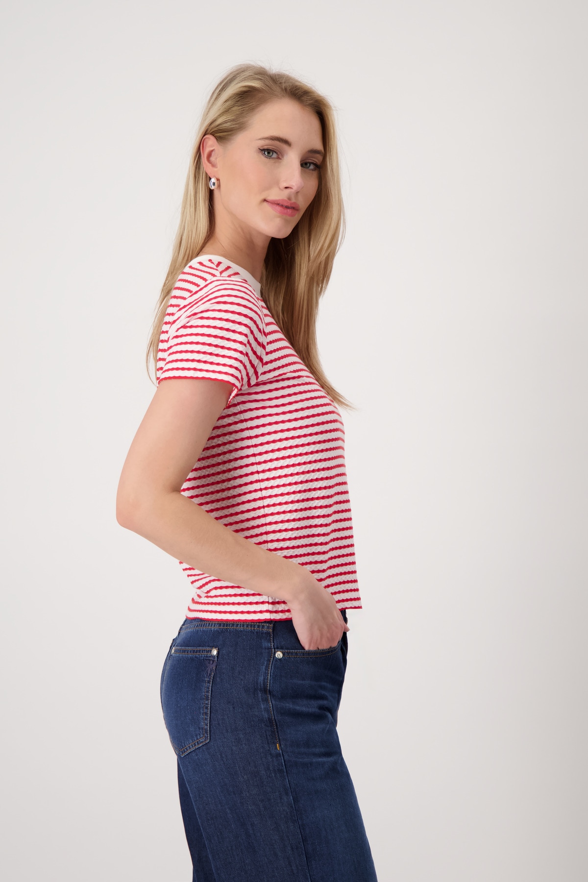 Monari T-Shirt »Shirt Struktur«, Mit Rundhalsausschnitt