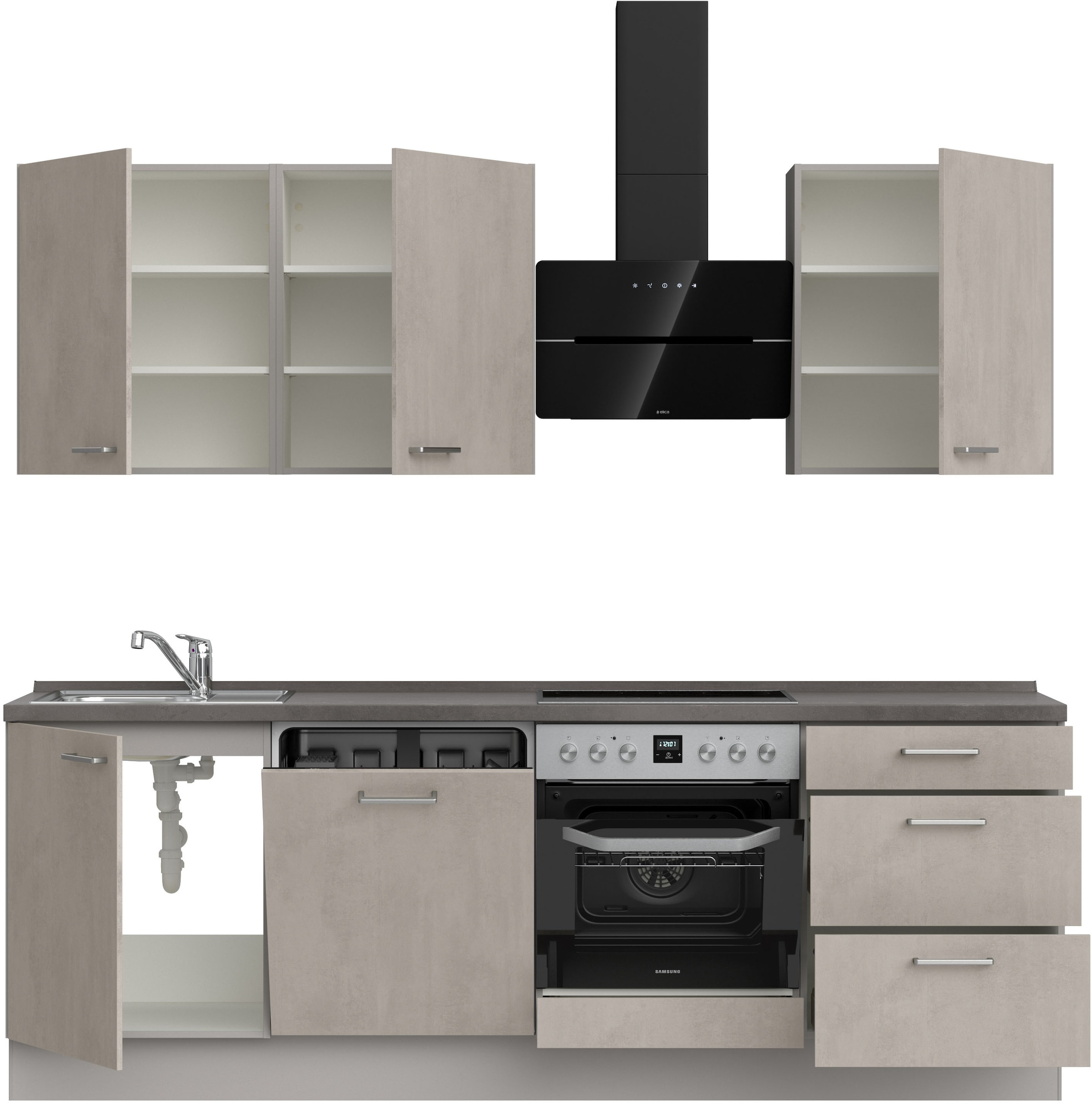 nobilia® Küchenzeile »"Riva II"«, vormontiert, Ausrichtung wählbar, Breite 240 cm, wahlw. mit E-Geräten