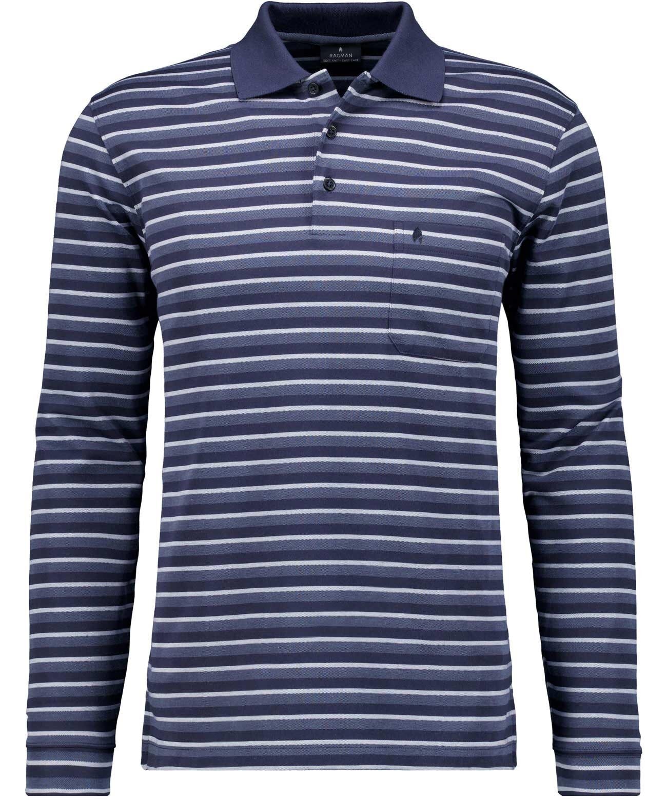 Poloshirt RAGMAN, Herren, Gr. XL, marineblau, Piqué, 70% Baumwolle 30% Polyester, regular fit, ohne Ausschnitt, Shirts