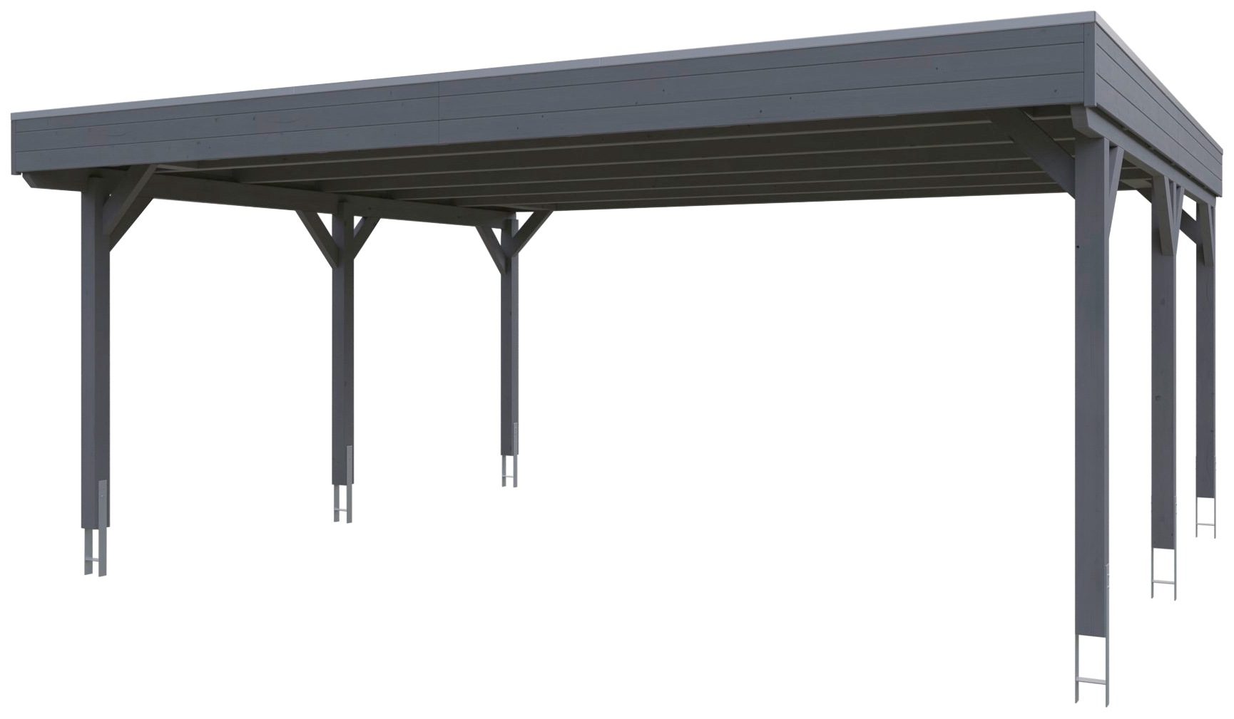 Skanholz Doppelcarport »Grunewald«, Leimholz-Nordisches Fichtenholz, dunkelgrau, mit Aluminiumdach