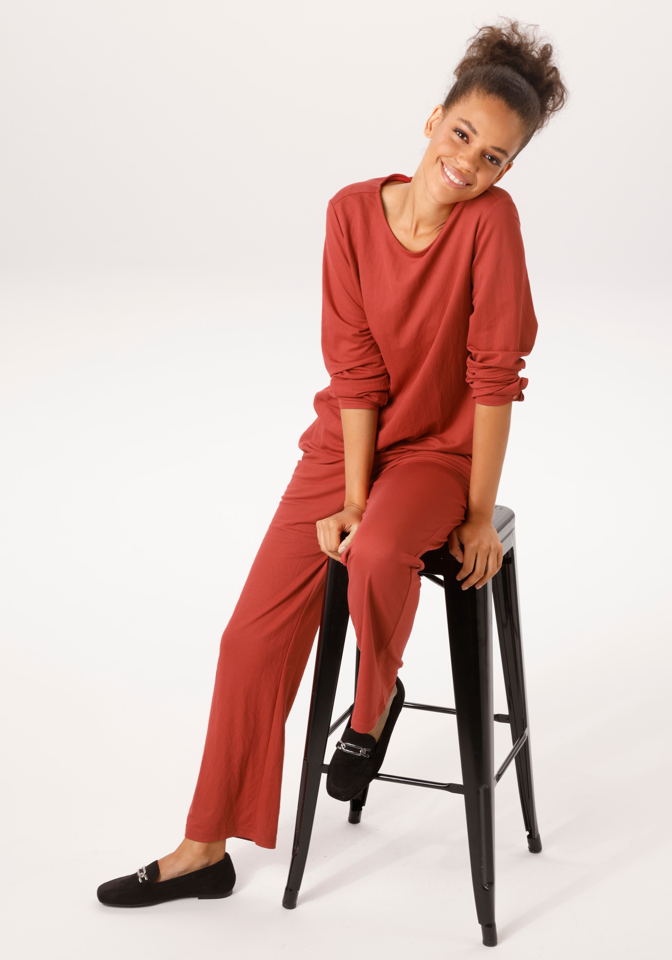 Aniston CASUAL Langarmshirt in weicher Pique-Qualität  NEUE KOLLEKTION