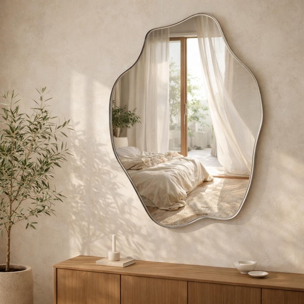 homsy by Ana Johnson Wandspiegel "Missimi, Wanddekoration, in 3 verschiedenen Größen" wellenförmig, wolkenförmig, Eleganz mit transparentem Rahmen