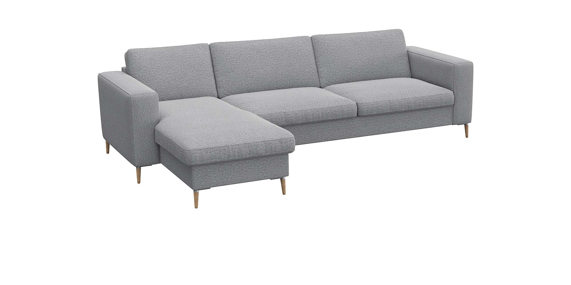 FLEXLUX Ecksofa »Fiore, Sitzaufbau mit hochwertigem Kaltschaum für mehr Sitzkomfort« breite Armlehnen, L-Form, Füße Alu+ Eiche