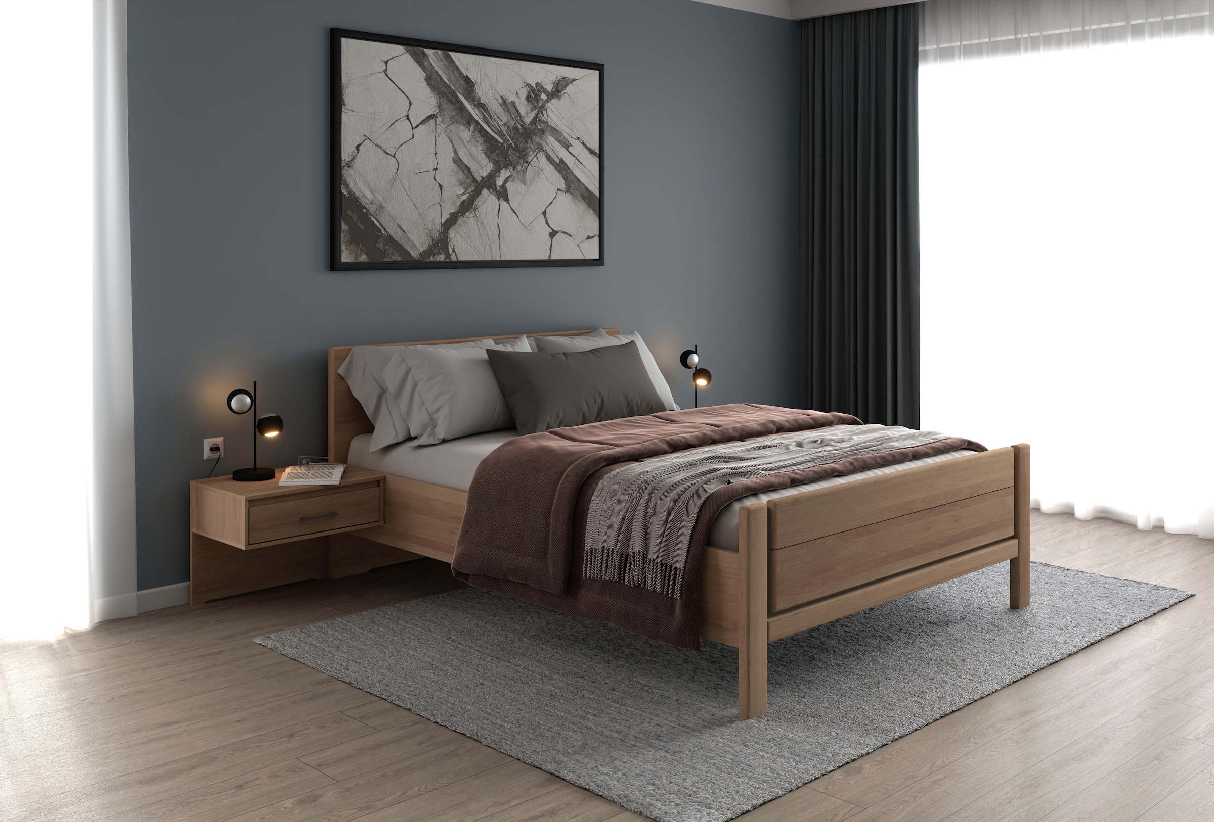 Musterring Holzbett "Sorrent, Bettgestell, Bettrahmen, teilmassiv Eiche", ( günstig online kaufen