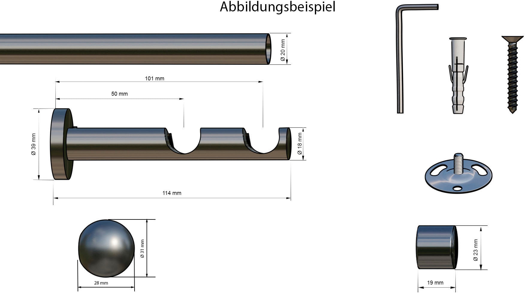 indeko Gardinenstange »Colombes«, 2 läufig-läufig, Wunschmaßlänge, Komplett-Set inkl. Montagematerial