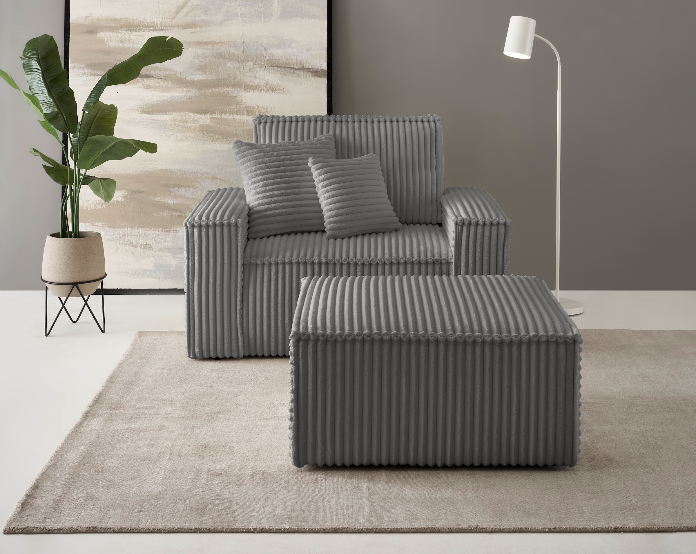 andas Loveseat "FINNLEY, Loveseat & Hocker im Set, trendige Stoffe, inkl. Z günstig online kaufen