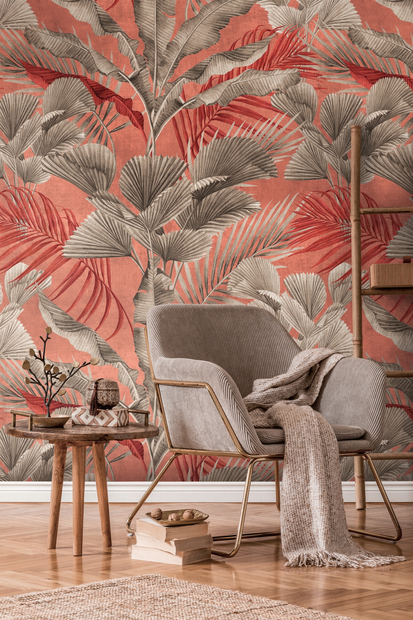 living walls "Metropolitan Stories. Travel Styles. Tapete Dschungel" gemustert matt neutral glatt Palmenblätter Fototapete Floral Tapeten Wohnzimmer Schlafzimmer Küche