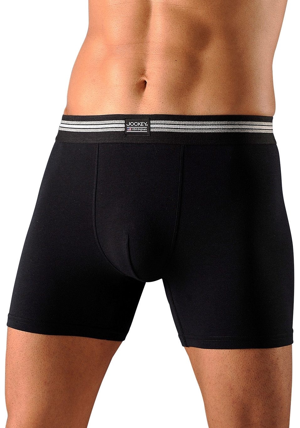 Jockey Trunk »Cotton Stretch Boxer Trunk«, (3er Pack), Mittlere Bundhöhe, längeres Bein, Logobund