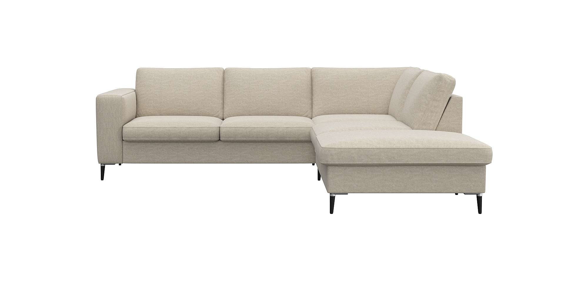 FLEXLUX Ecksofa "Fiore, bequem und komfortabel, zeitlos, L-Form" breite Armlehnen, Füße Alu/schwarz, B/T 241/225 cm, Kaltschaum im Sitz