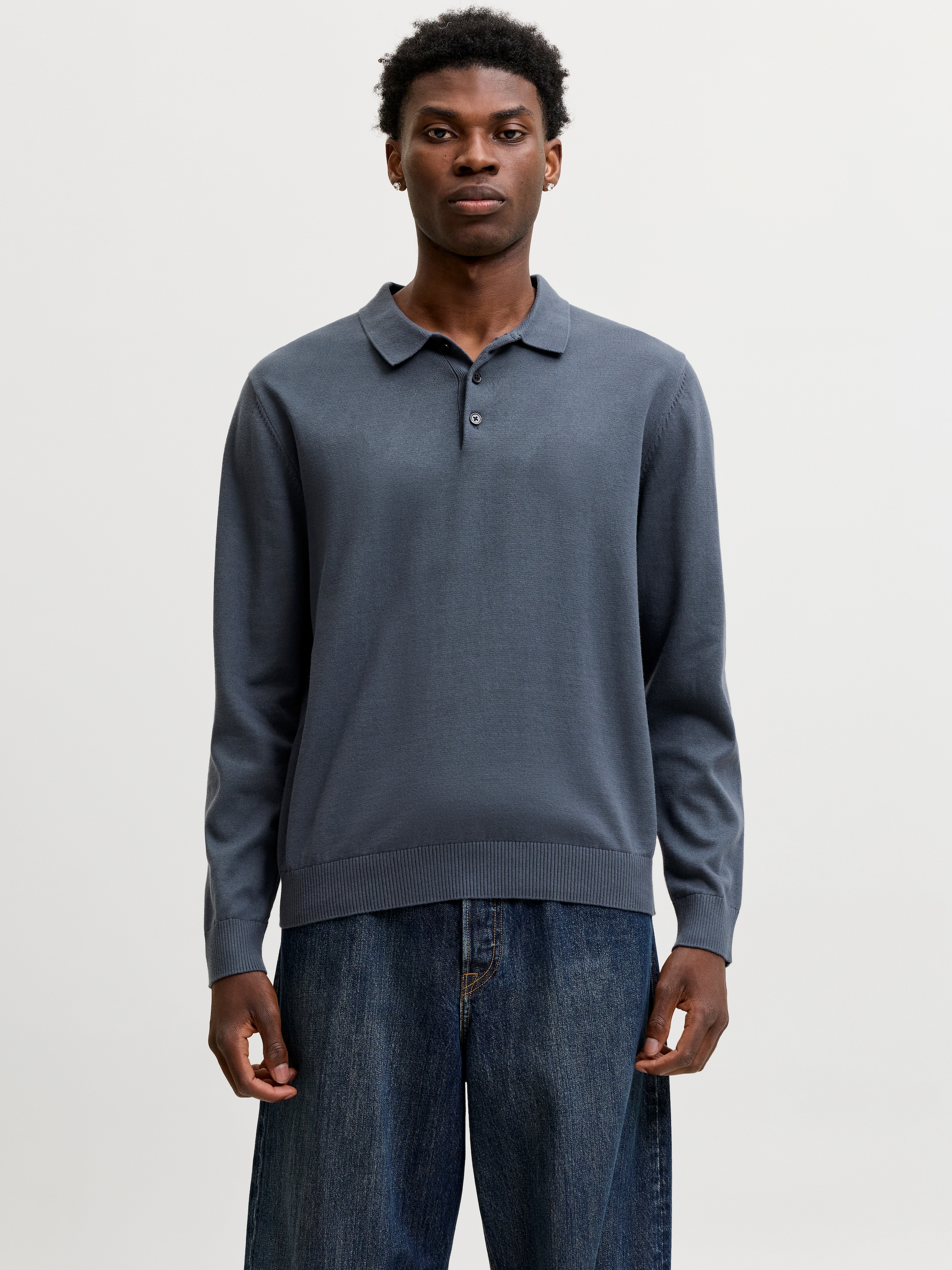 Jack & Jones Polokragenpullover "JJEBASIC KNIT LS POLO SN" Baumwolle, normal geschnitten