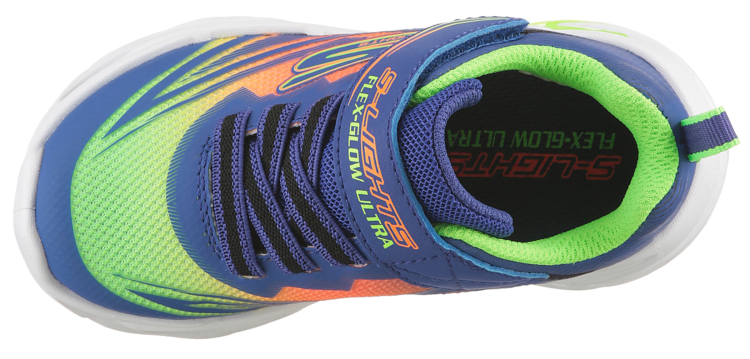 Skechers Lauflernschuh »FLEX-GLOW ULTRA LIGHTS«, Blink,-Klettschuh zum Schlüpfen, Neon, Größenschablone zum Download