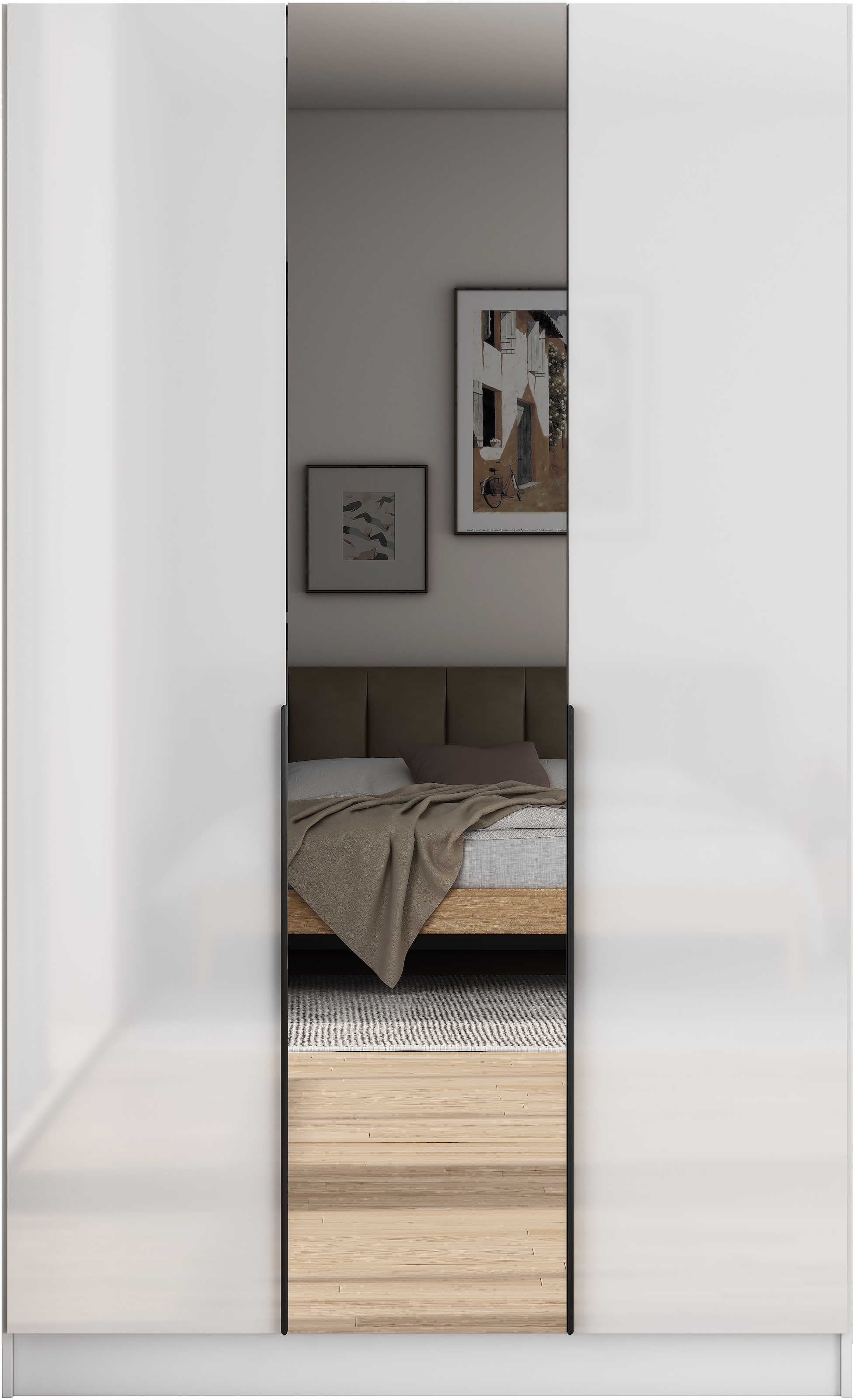 OTTO home Kleiderschrank »Annor Schlafzimmerschrank Breite 122cm hochglanz Schrank Garderobe« Drehtürenschrank mit perfekter Innenausstattung - elegante Türgriffe