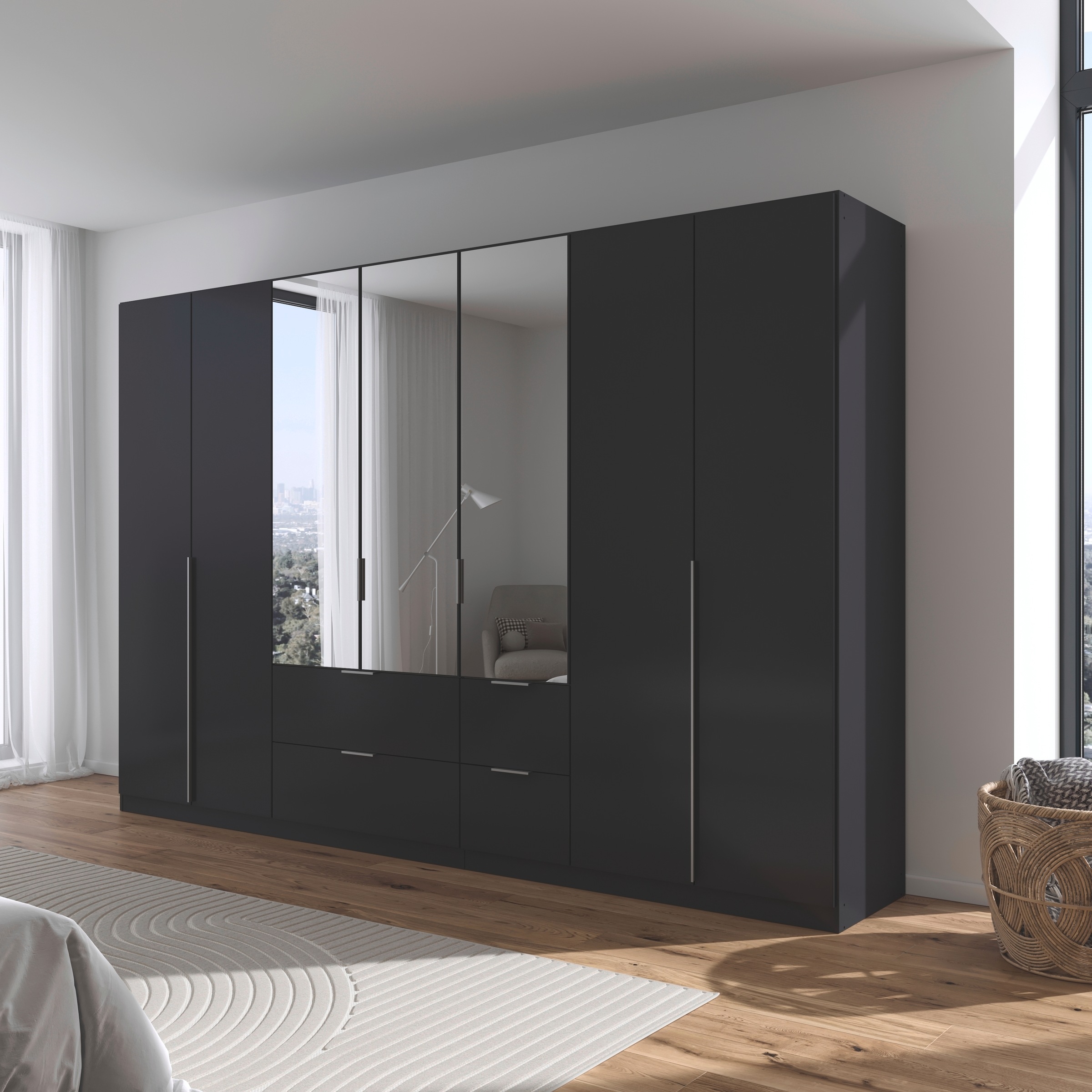 rauch Drehtürenschrank »Kleiderschrank Schrank Garderobe AGORDO mit Dekor- oder Hochglanzfront«, (in zwei Griff-Farben mit Dekor- oder Hochglanzfront), mit Außenschubkästen, in 6 Breiten und 2 Höhen MADE IN GERMANY