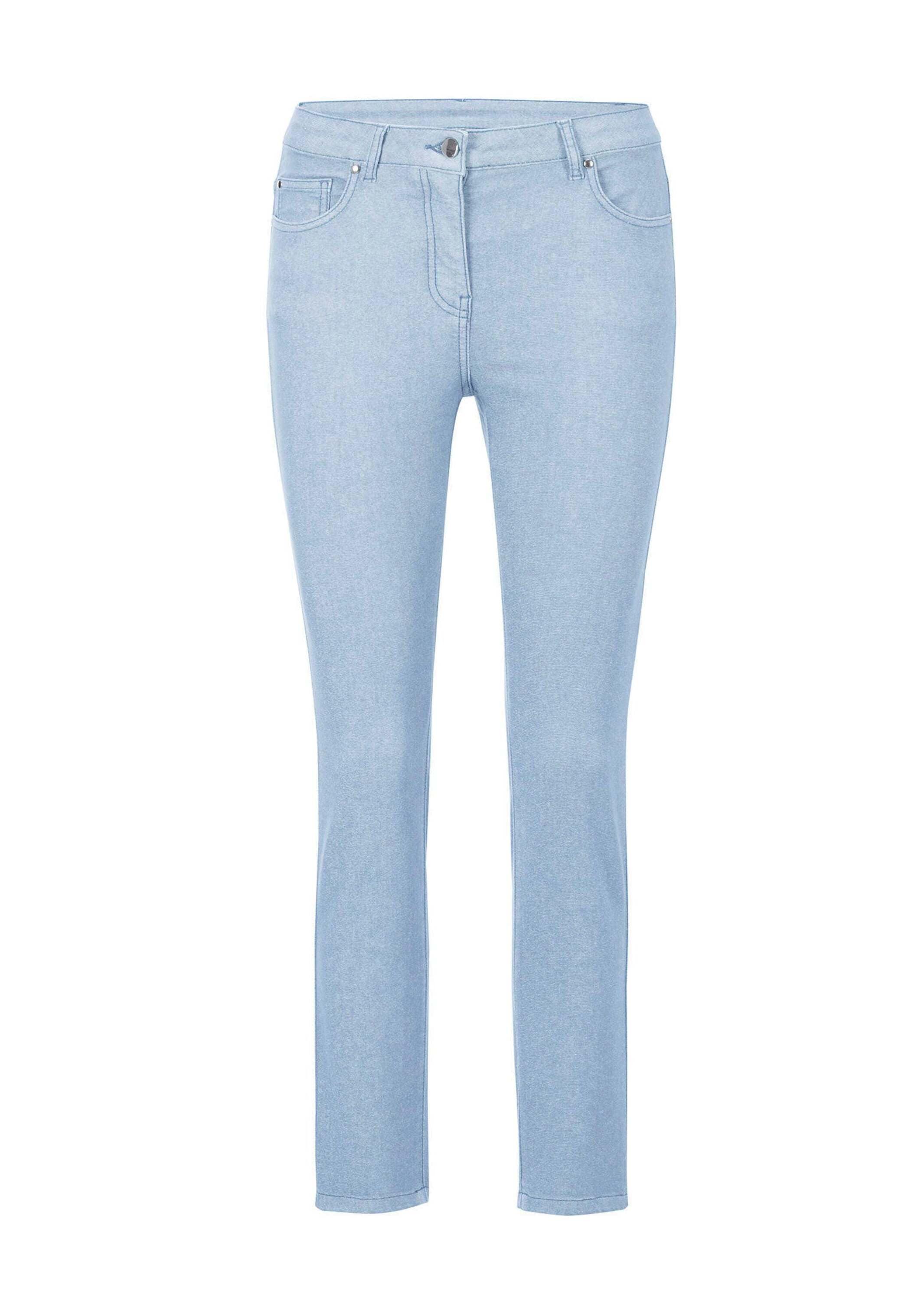 GOLDNER Damen 7/8-Hose "Schmale Stretchhose BELLA", blau, Gr. 44, Obermaterial: 65% Baumwolle CO. 31% Polyester PES. 4% Elasthan EL., Hosen