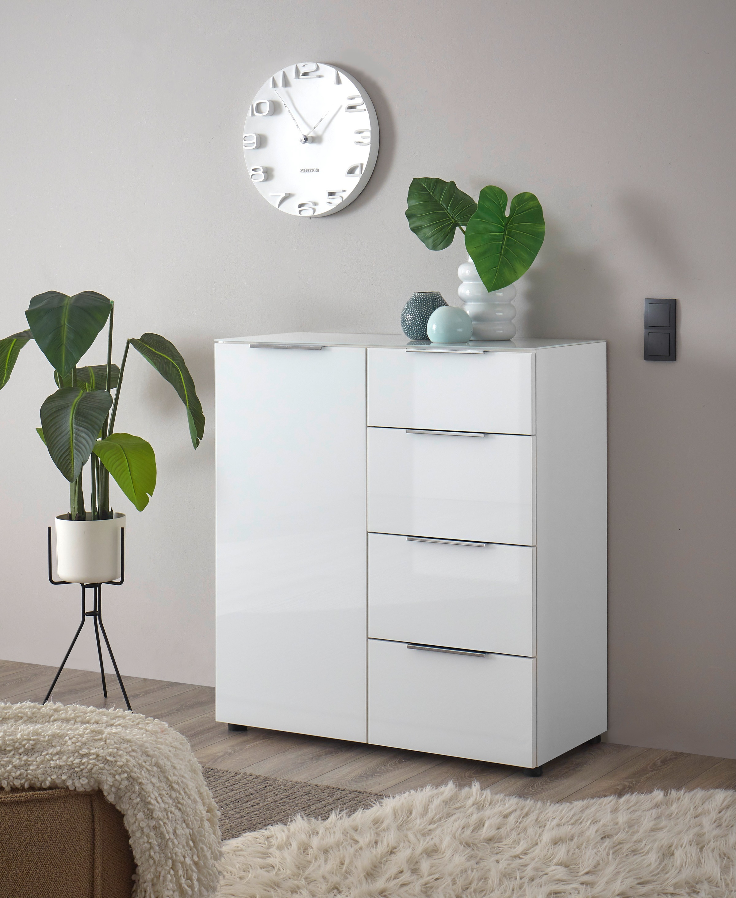 Sideboard »Santorin«, (1 St.), in weiß oder Anthrazit, Schrank mit Glasfront und...