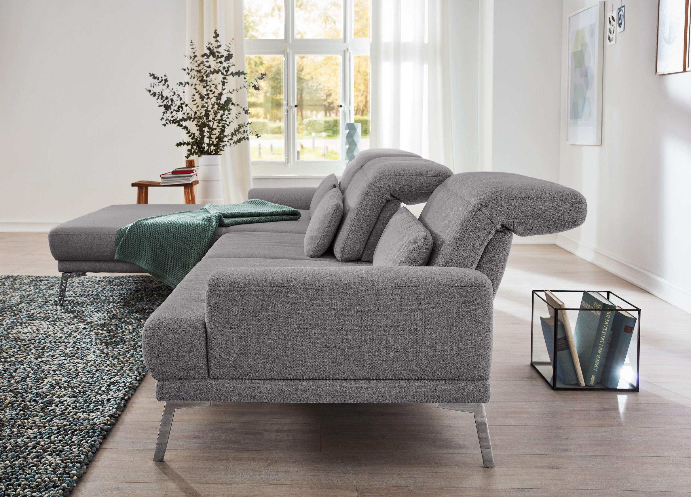 Musterring Ecksofa »MR 4580«, mit Kopf- und Sitztiefenverstellung, Metallfuß chrom, 288 x 193/220cm