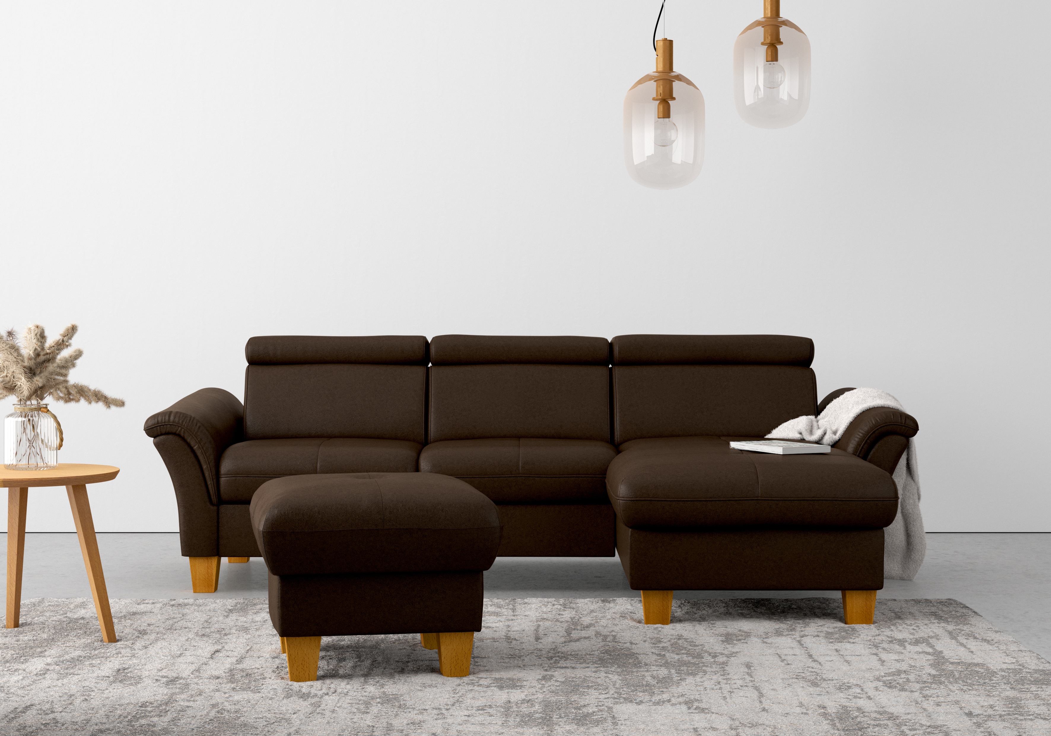 OTTO home Ecksofa "Lindgren L-Form" wahlweise mit Bett mit klappbaren Rollen, Kasten und Kopfverstellung