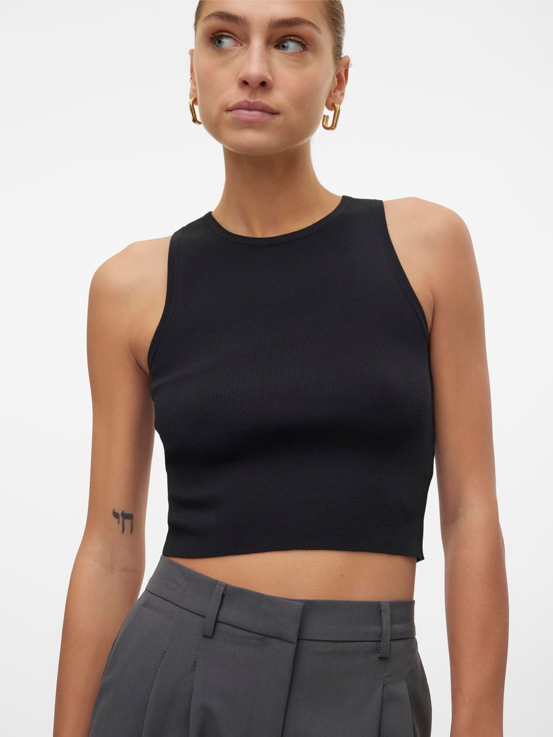 Vero Moda Strickpullover »VMGINNY SL O-NECK CROP TOP NOOS«