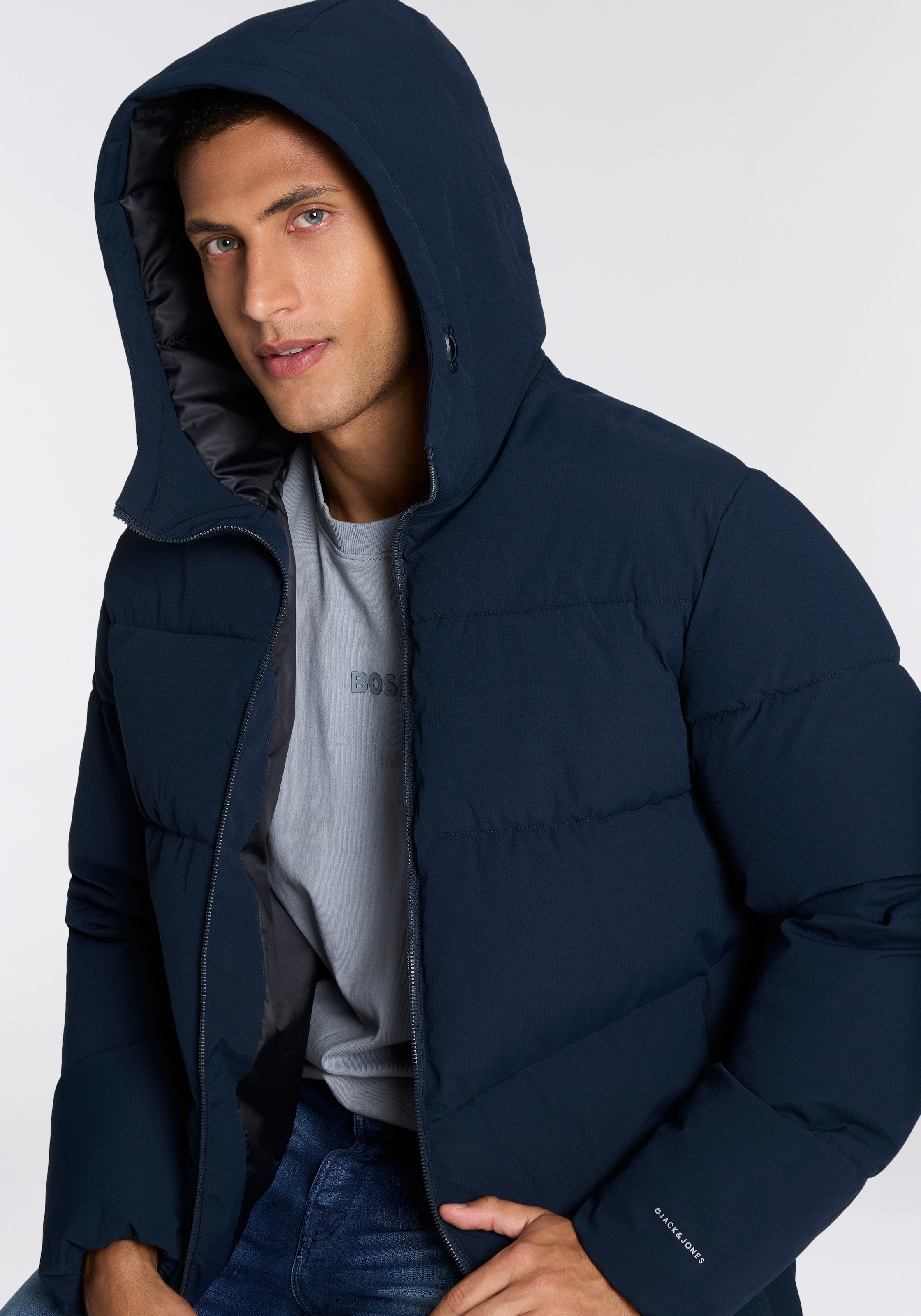 Jack & Jones Steppjacke »JJGUARD – Steppjacke mit Wattierung und Reißverschluss«, mit Kapuze, modisch, regular fit, Web