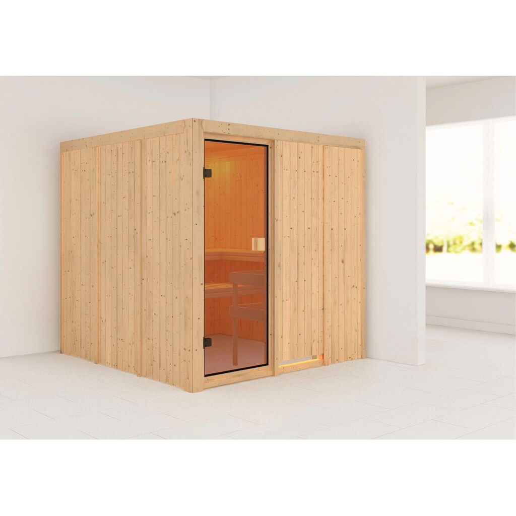 Karibu Sauna »"Ouno" mit bronzierter Tür naturbelassen«