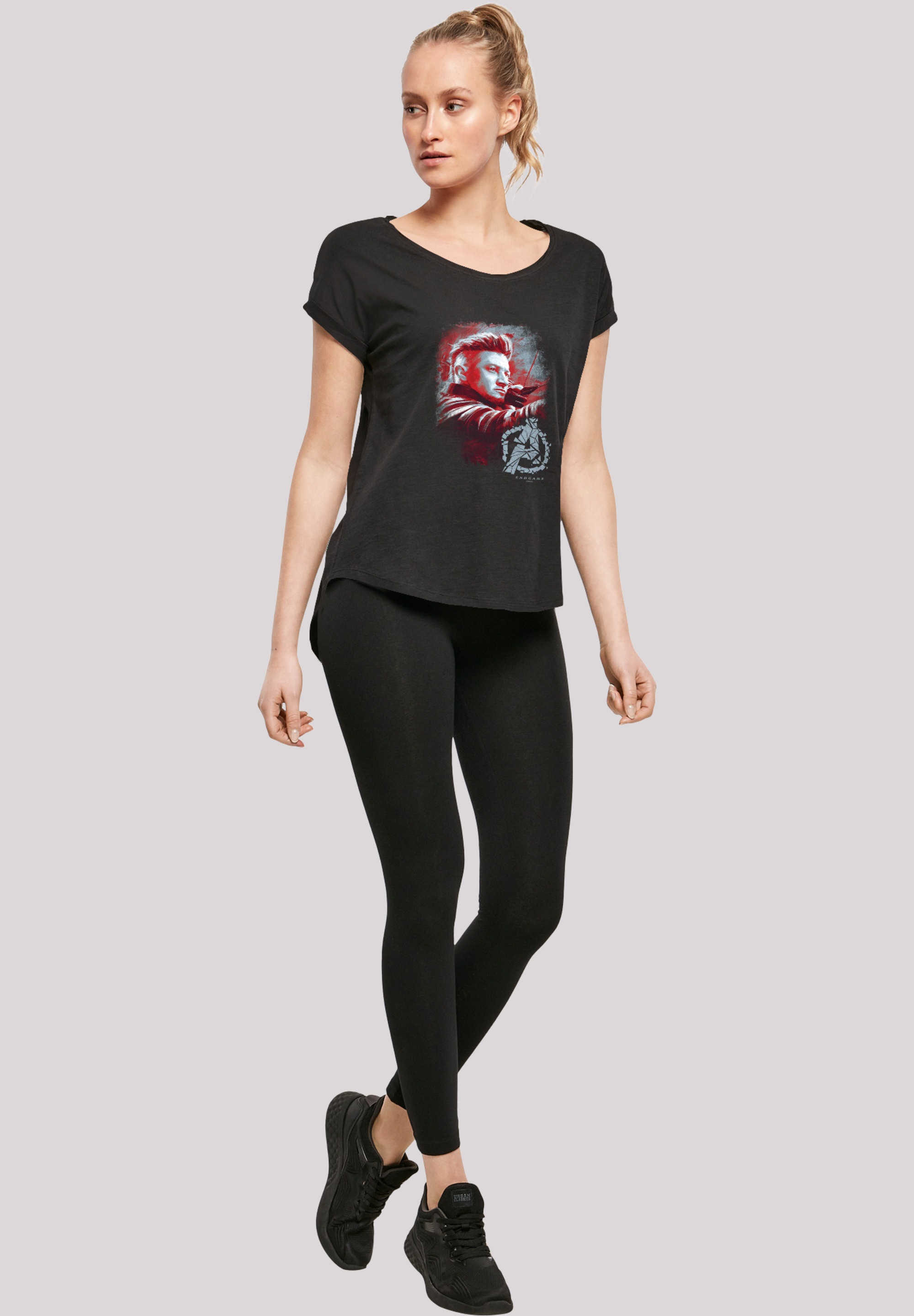 F4NT4STIC T-Shirt »Marvel Avengers Endgame Hawkeye Brushed«, Damen,Premium Merch,Lang,Longshirt,Logo Print