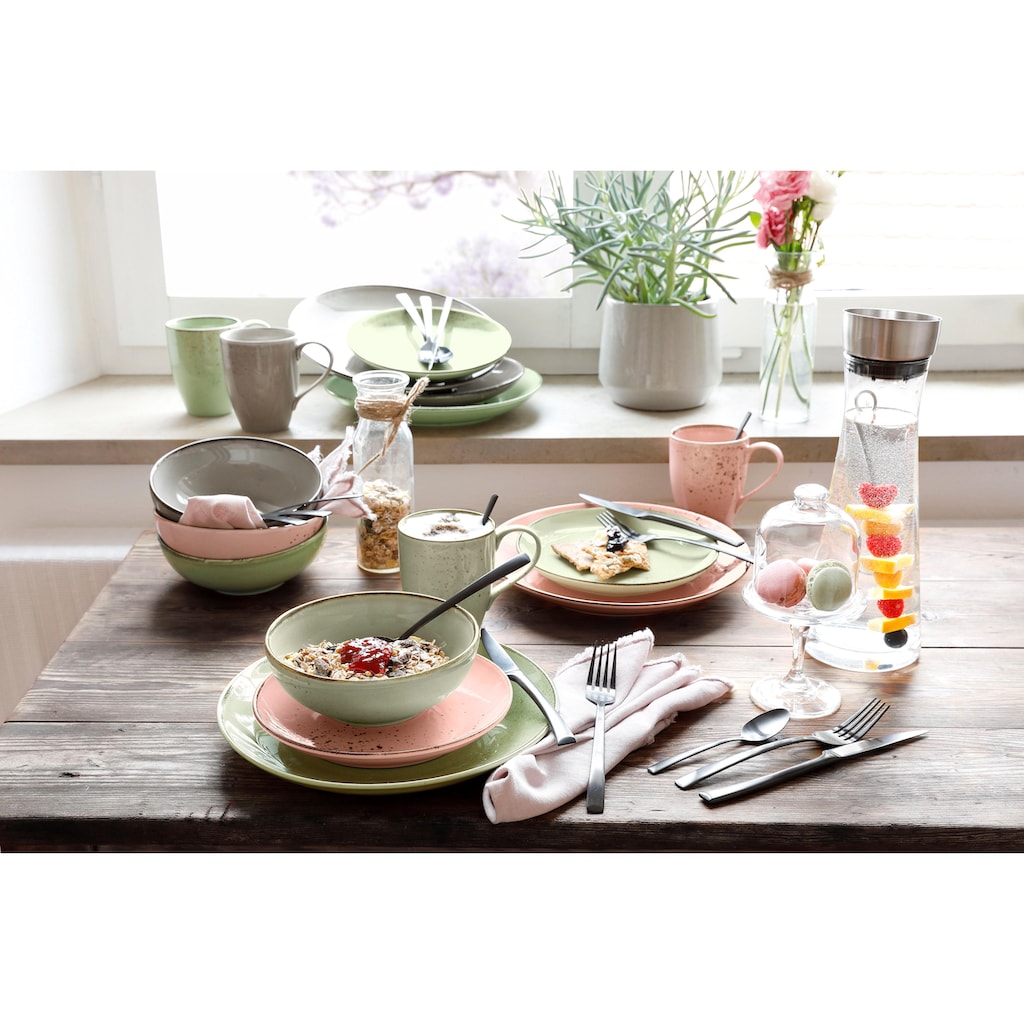 CreaTable Kombiservice »Geschirr-Set NATURE COLLECTION Vintage Garden«, (16 tlg., Kaffeeservice und Tafelservice im Set, für 4 Personen), Service, 16 Teile, für 4 Personen