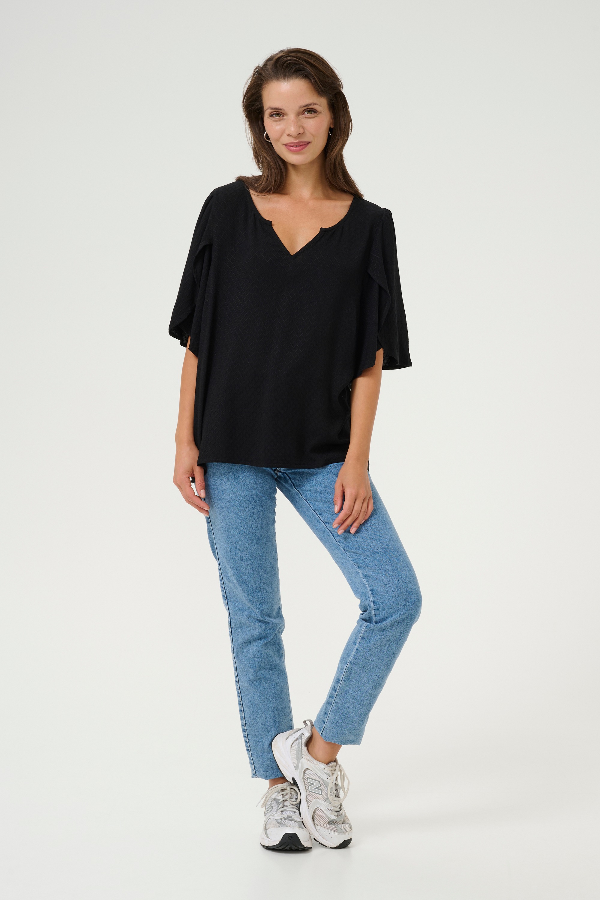 Kaffe Damen Schwarz Deep Kurzarmbluse "Damen Bluse Kurzarm Kamona" erhältlich in Größe 34/36 von Baur - Bild 2