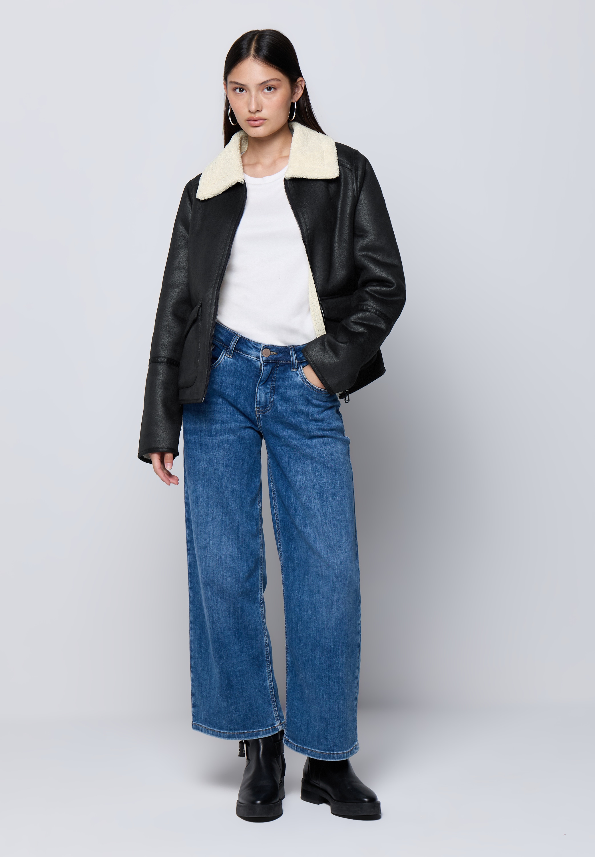 STREET ONE STUDIO Lederimitatjacke, ohne Kapuze, aus Lederimitat