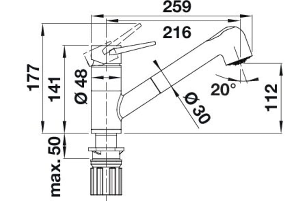 Blanco Küchenarmatur »BLANCOWEGA-S II« mit herausziehbare Zweistrahlbrause, Auslauf 180° schwenkbar