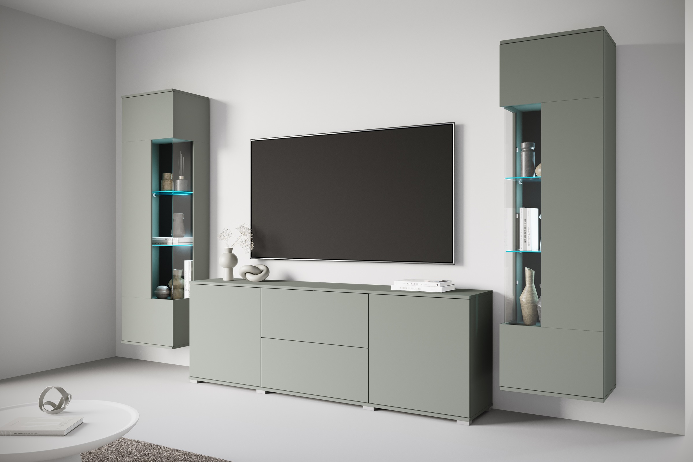 INOSIGN Wohnwand »Kenia«, (Komplett-Set, 3 St.), Vitrinen mit Eckverglasung, hängend und stehend montierbar