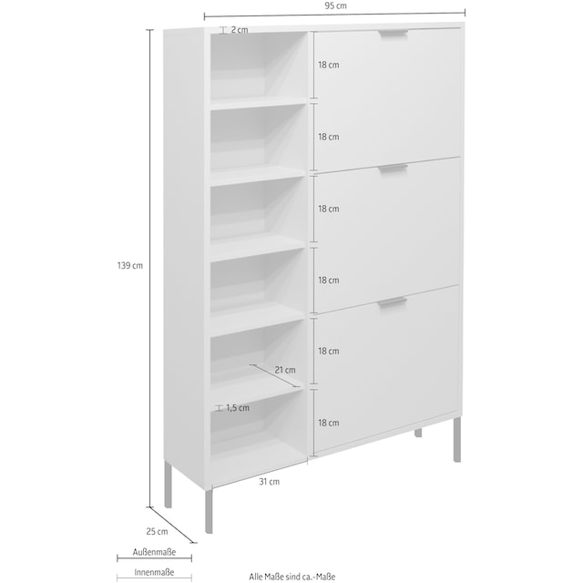 »Bonnie«, Schuhschrank Sale Breite BAUR 3 Klappen, mit Regal | Mäusbacher im Quadratgestell 95 und cm