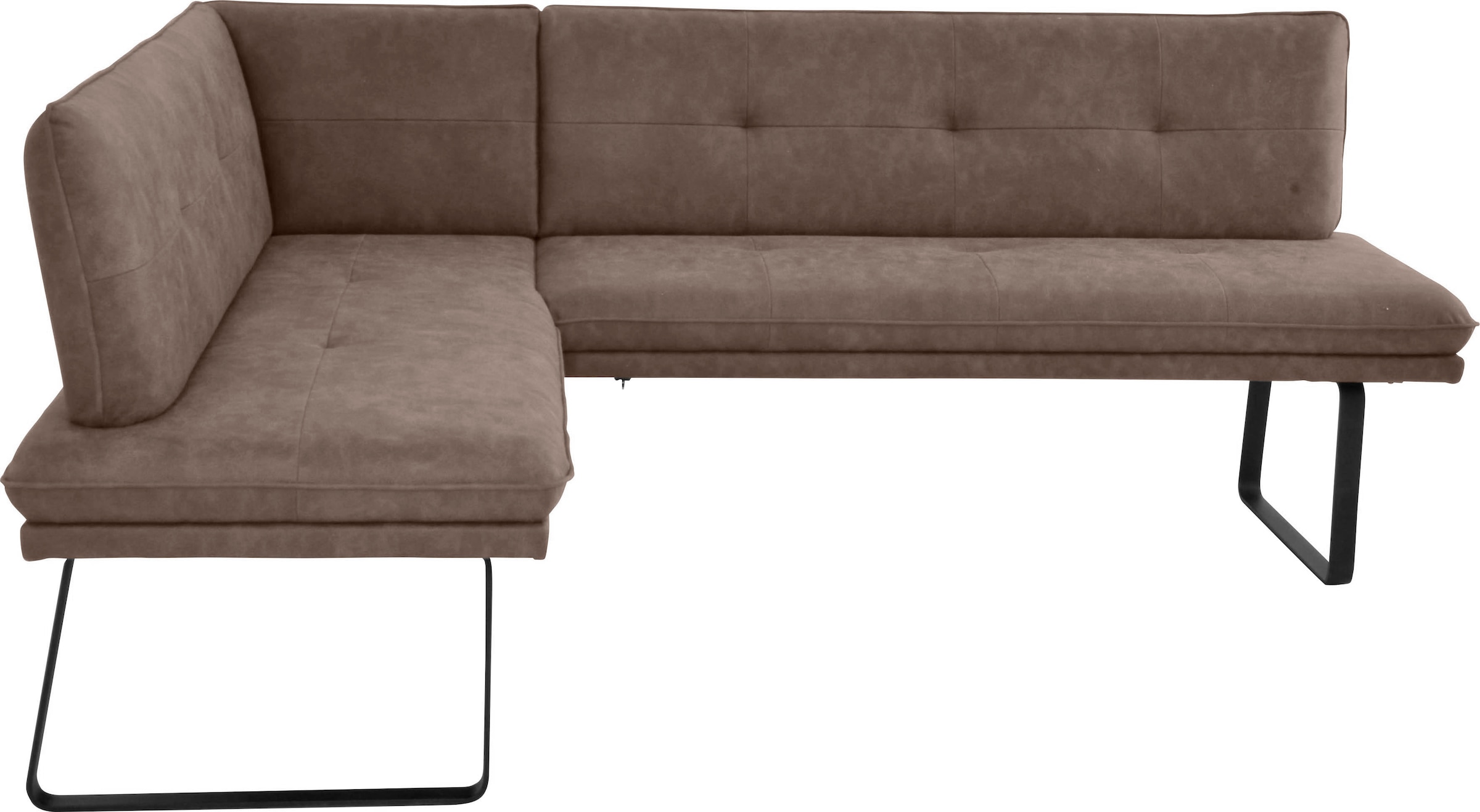 Eckbank K+W KOMFORT & WOHNEN, braun (dunkelbraun), B:157cm H:87cm T:207cm, Sitzbänke, Eckbank, Polstereckbank in Spitzkissenoptik, Sitz und Rücken gesteppt