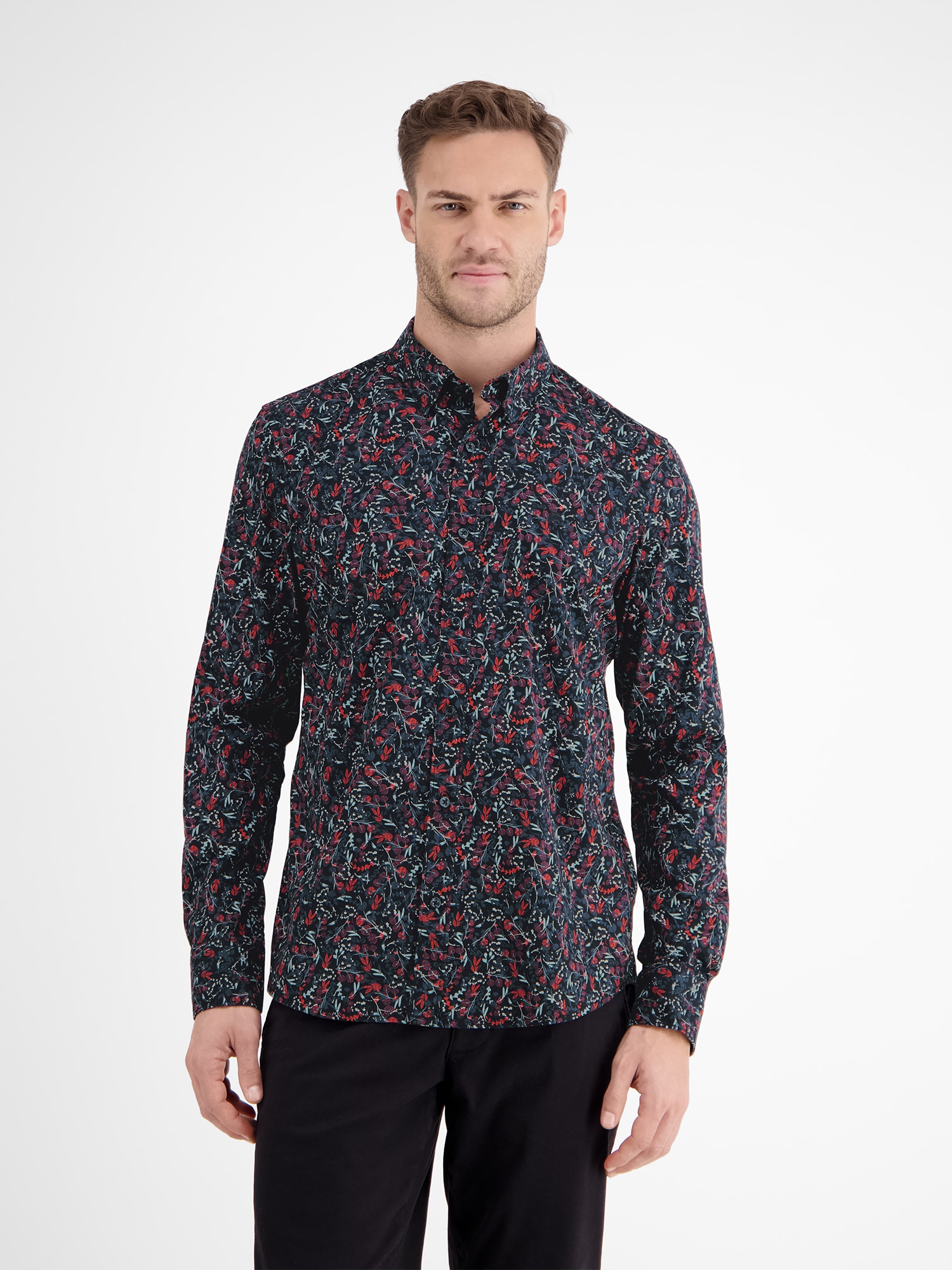 LERROS Langarmhemd "Floral-bedrucktes Herrenhemd mit Stretchanteil" günstig online kaufen