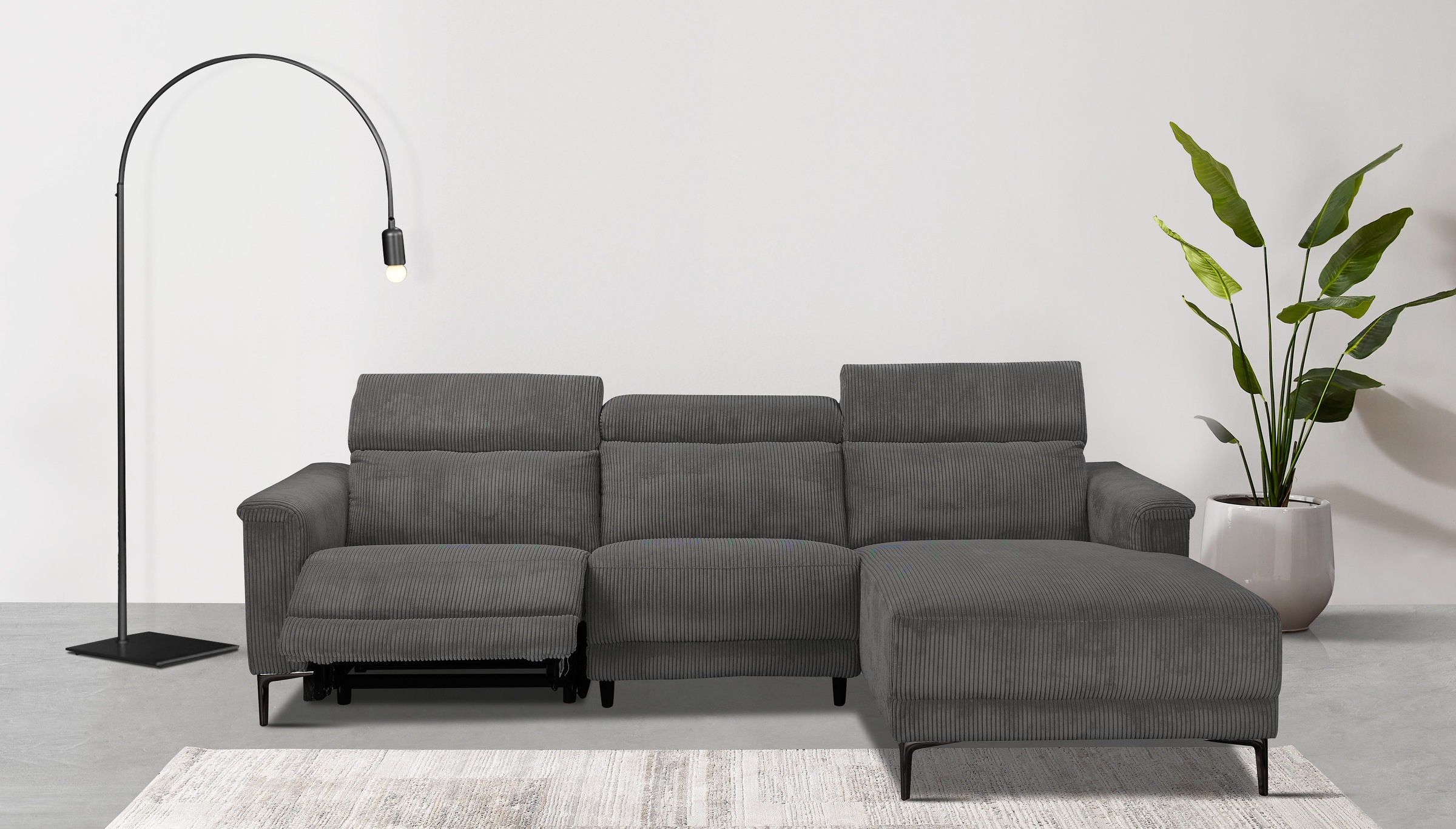 OTTO home Ecksofa "LUND Cord, L-Form, 261 cm, man. o. elektr. Relaxfunktion günstig online kaufen