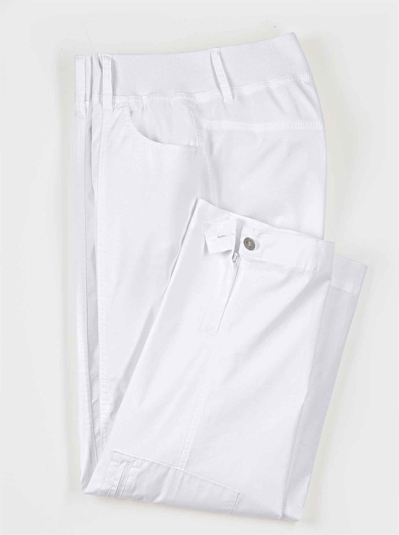 Stretch-Hose CASUAL LOOKS, Damen, Gr. 24, Kurzgrößen, weiß, 98% Baumwolle, 2% Elasthan, unifarben, 7/8-Länge, Hosen 3