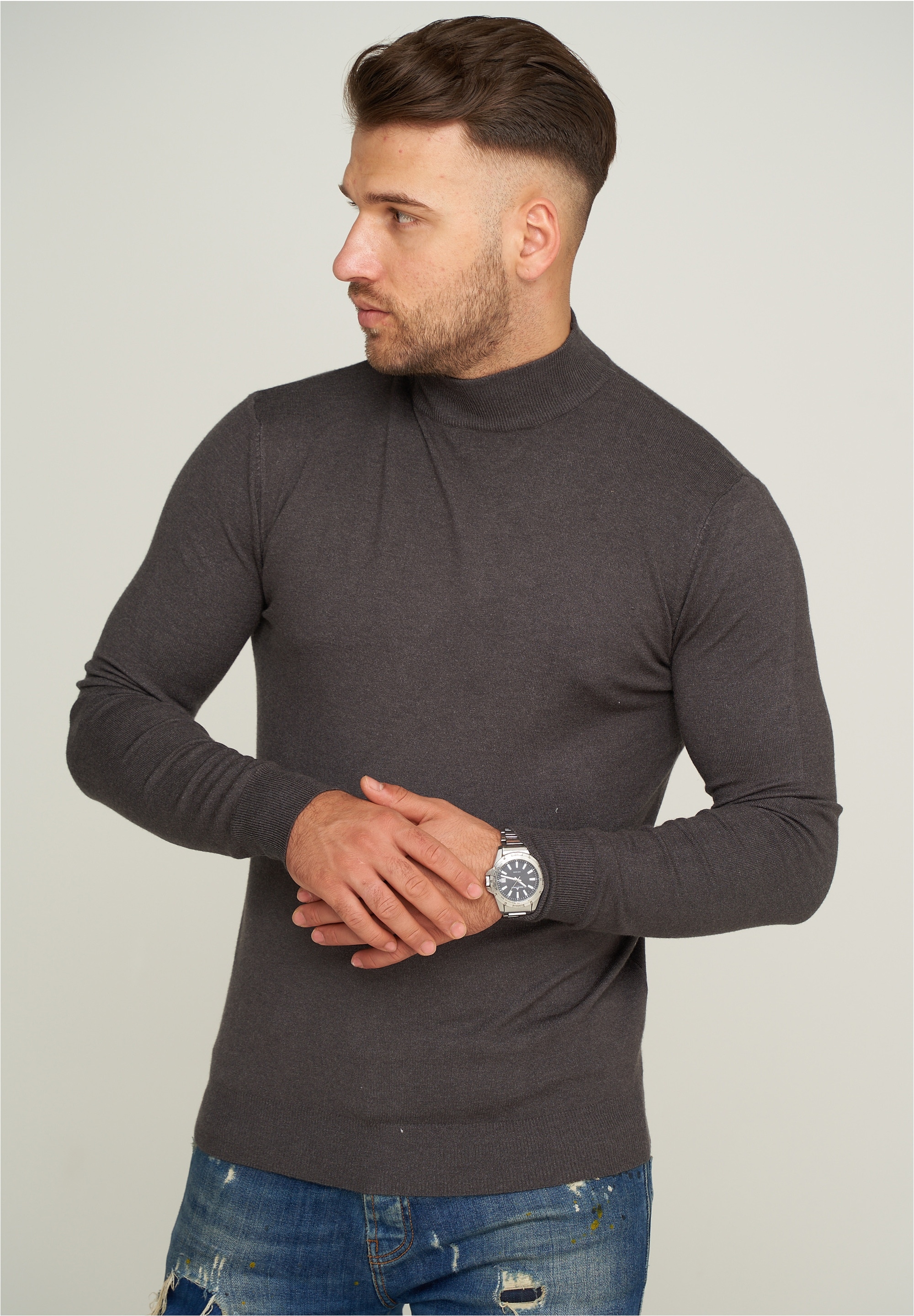 behype Strickpullover »MKBONI«, mit kurzem Stehkragen