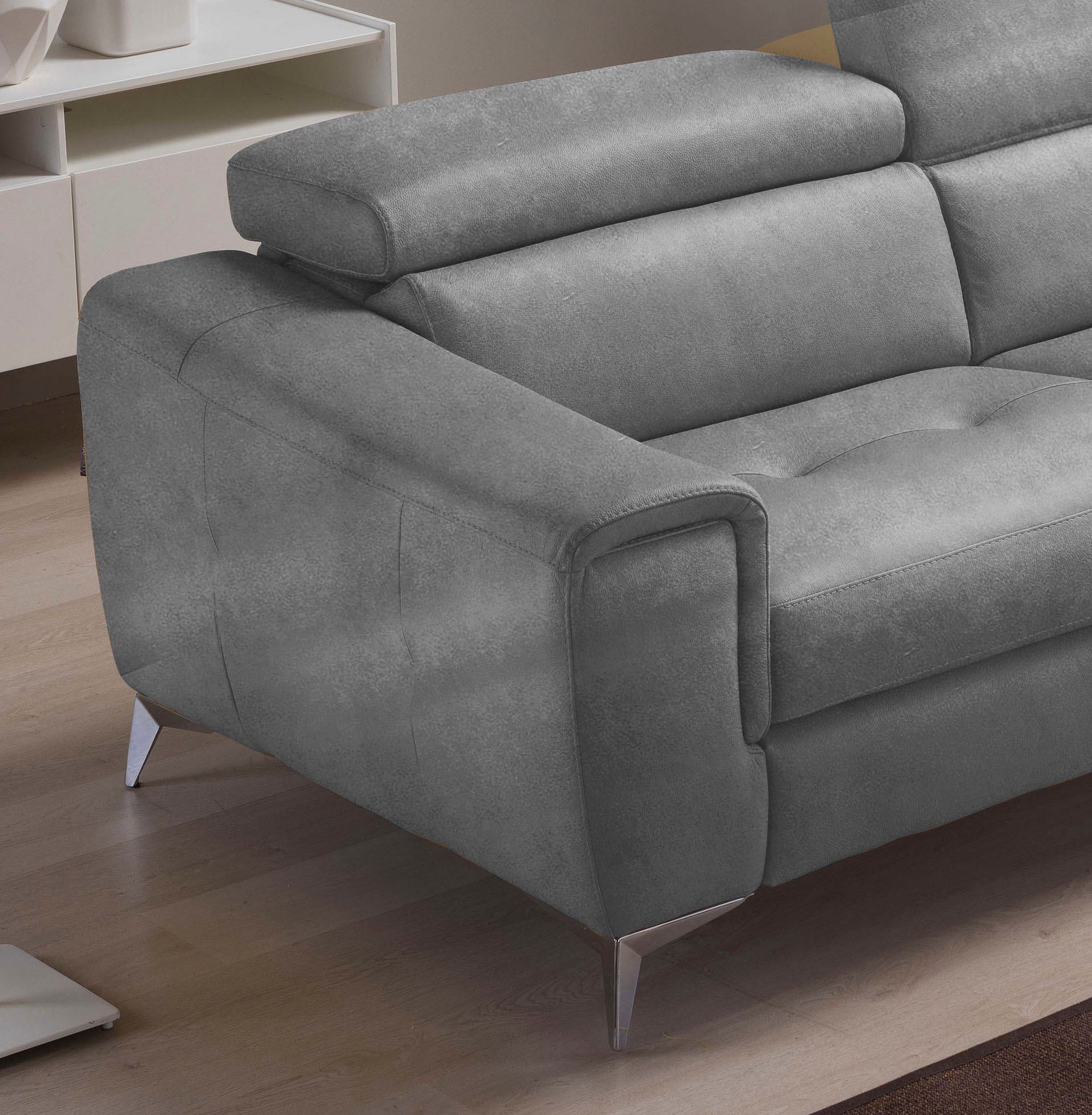 Egoitaliano 2,5-Sitzer »Francine, Designsofa, Loungesofa«, Kopfteile manuell verstellbar, mit edlen Metallfüßen