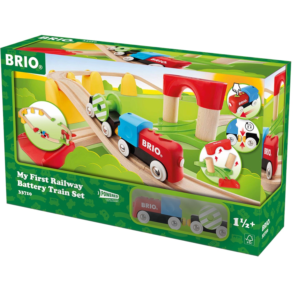 BRIO® Spielzeug-Eisenbahn »BRIO® WORLD, Mein erstes BRIO® Bahn Set mit Batterielok«, (Set), FSC®- schützt Wald - weltweit
