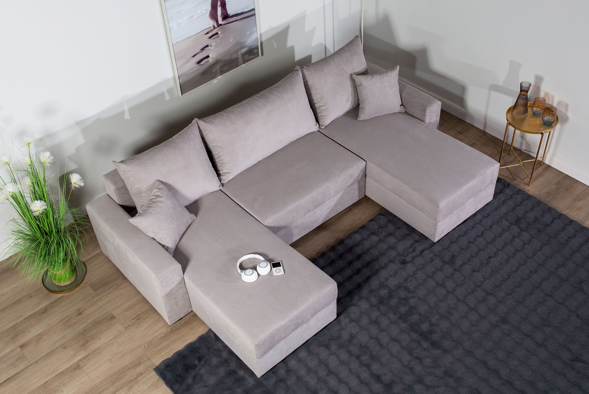 COLLECTION AB Wohnlandschaft »Pico U-Form, B: 252 cm« Schlaffunktion, Bettkasten & 2 Zierkissen
