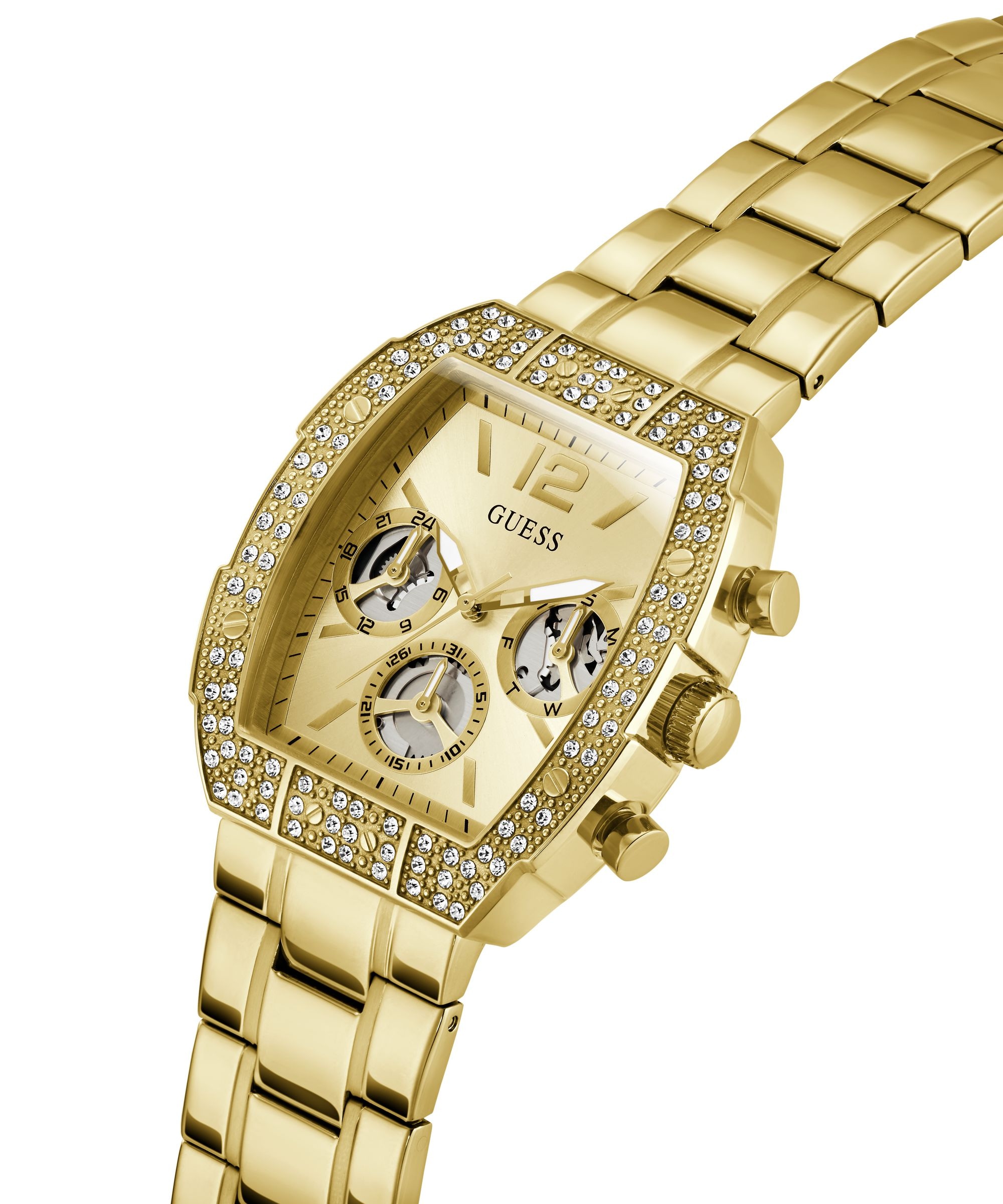 Guess Multifunktionsuhr »PHOENIX QUANTUM« Quarzuhr, Armbanduhr, Herrenuhr, Edelstahlarmband, analog, Wochentag