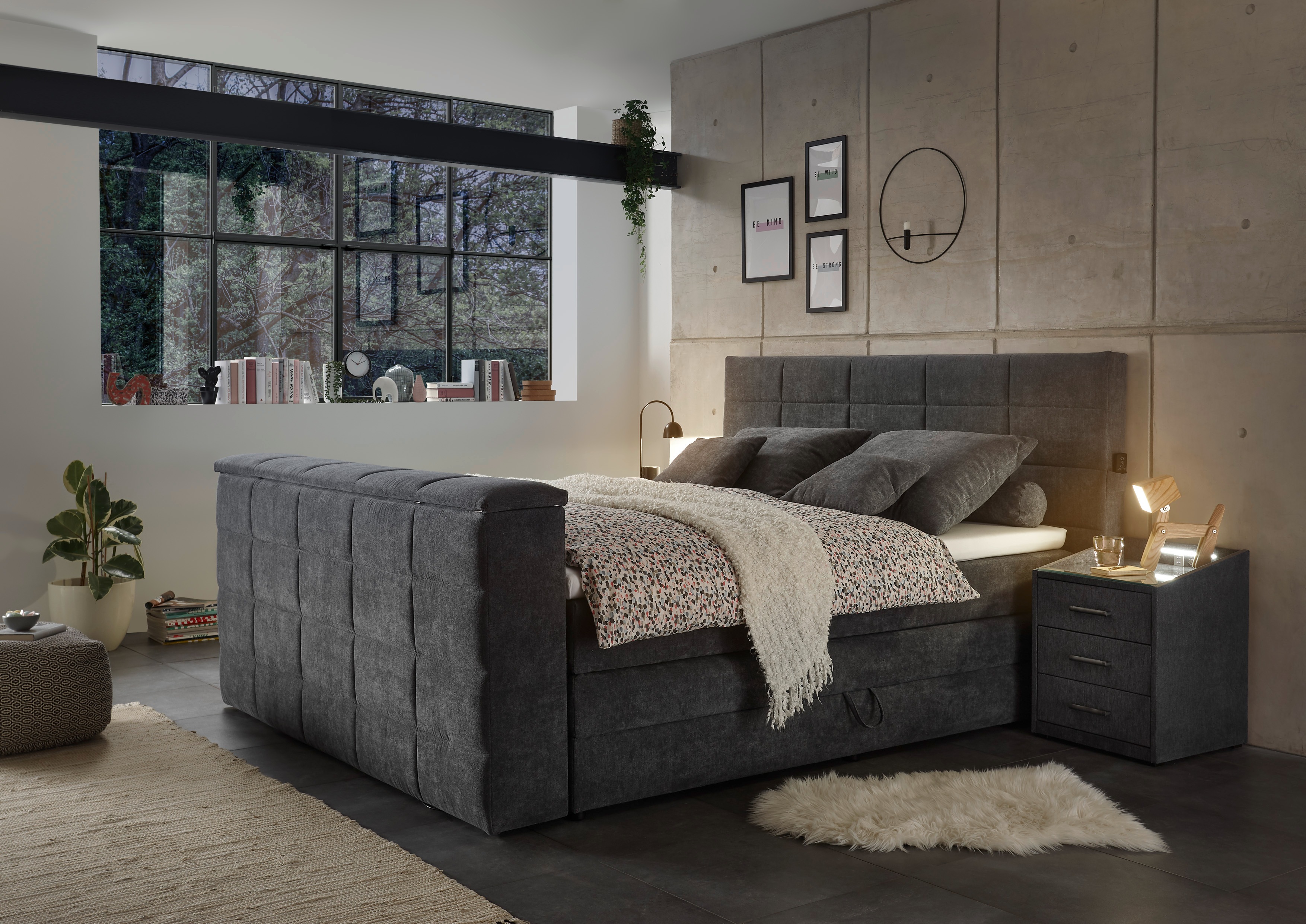 ED EXCITING DESIGN Boxspringbett "Denver" inkl. 1 bzw. 2 Bettkästen, motori günstig online kaufen