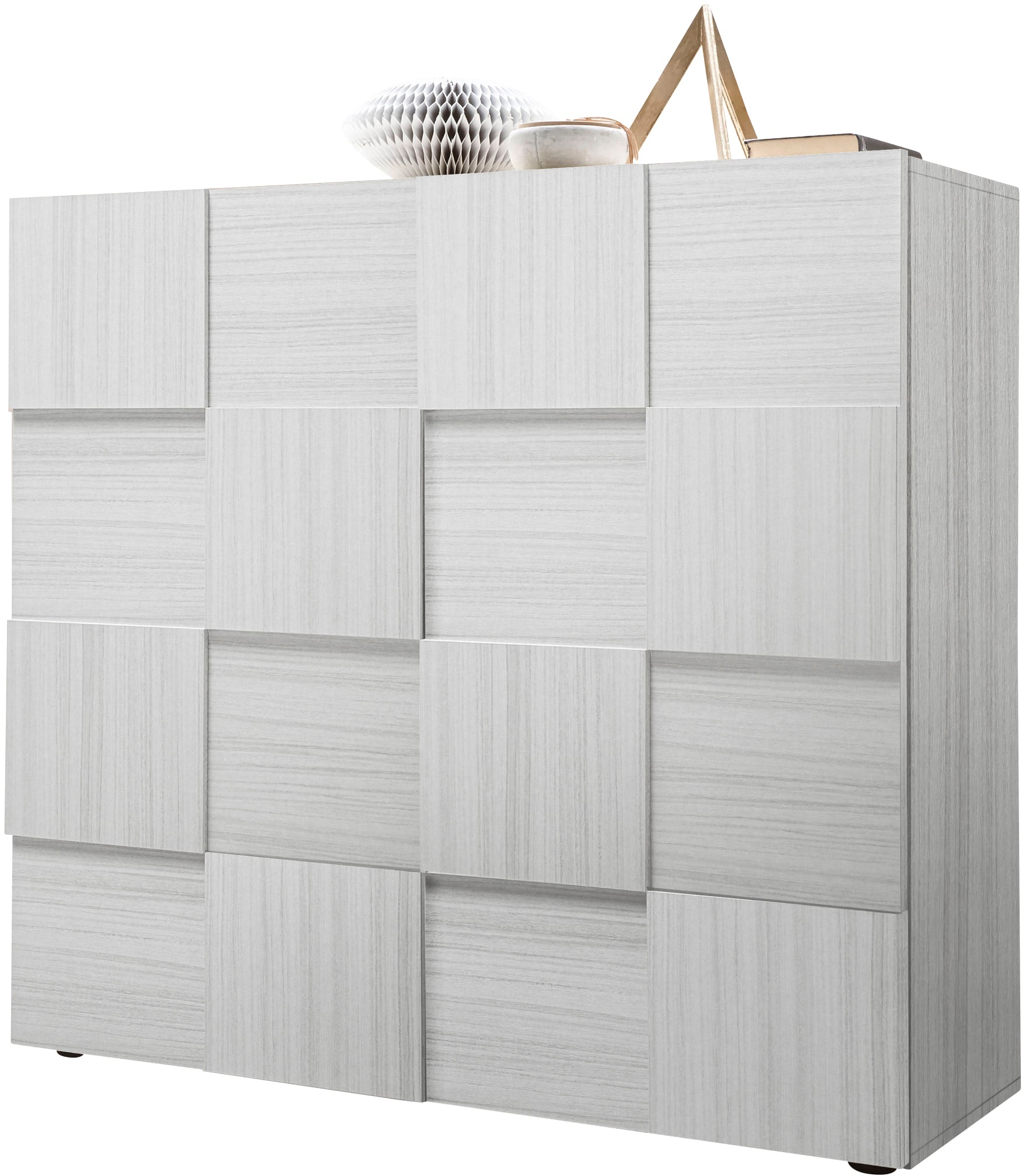 INOSIGN Highboard "Dama Höhe 111 cm, Breite 121 cm, Kommode 2 Türen, Hochkommode", Front in 3D-Optik, viel Stauraum, ver